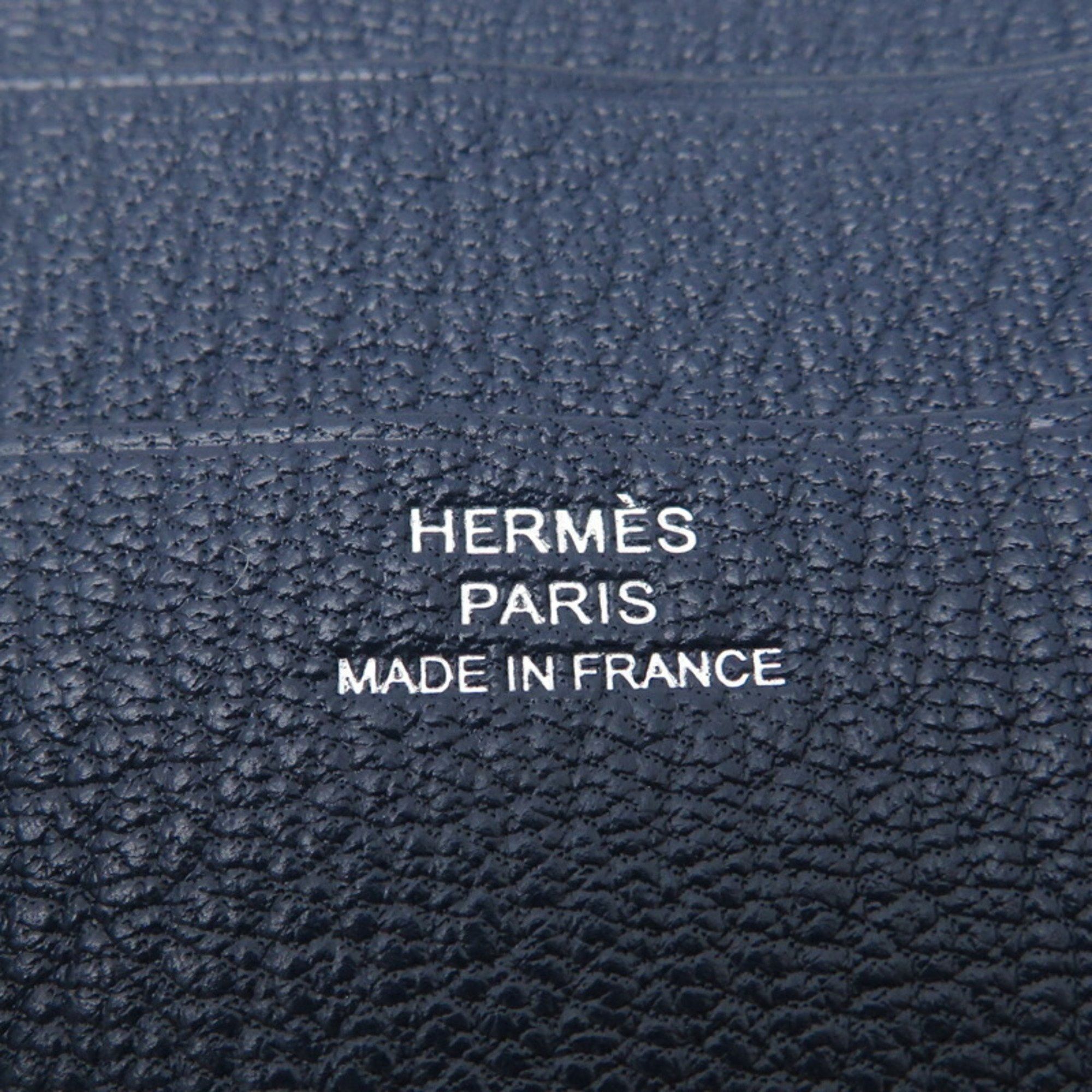 Hermes Hermes W stamp 2024 Bearn Combination Women's Tri-fold Wallet Chevre Navy Size ONE SIZE - 8 Thumbnail