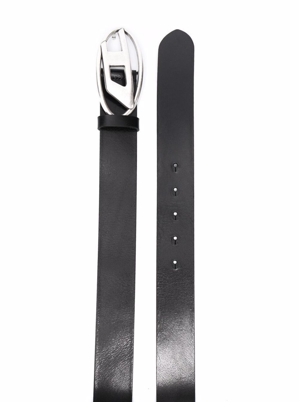 Diesel Belt with Oval D Logo Buckle in Black Leather for Men Size ONE SIZE - 2 Thumbnail
