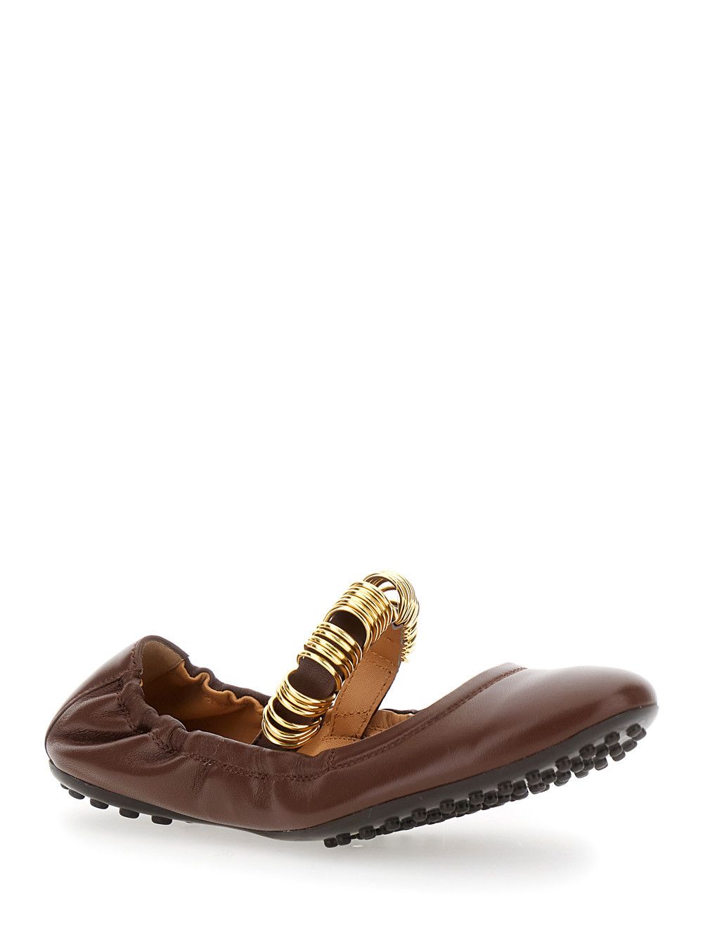 Tod's 'Dee' Brown Ballerinas with Decorative Rings on the Front in Leather Woman Size US 7 / IT 37 - 2 Thumbnail