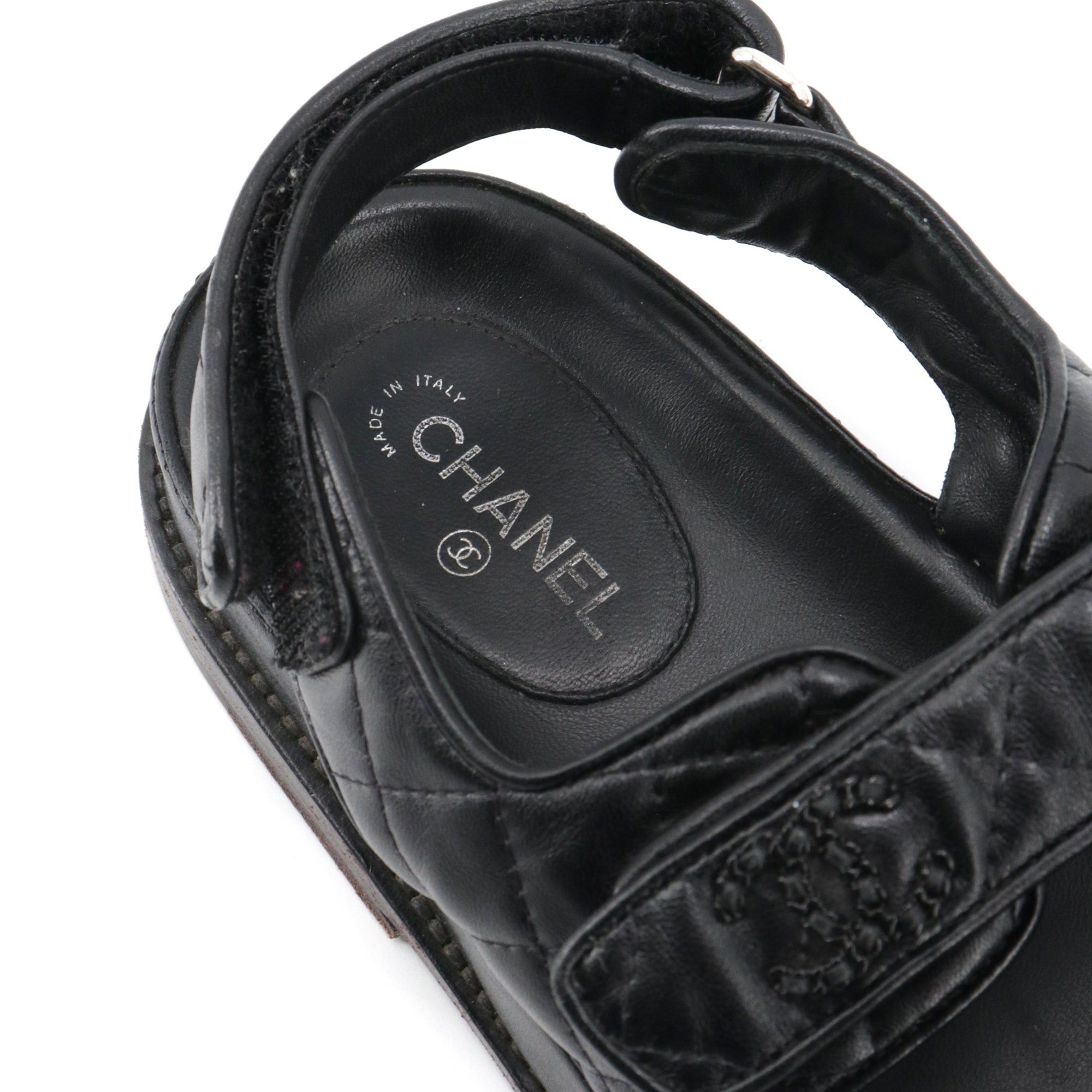 Chanel CHANEL - Chanel Dad Shoes sandals in black quilted leather (T39) Size US 8 / IT 38 - 10 Thumbnail