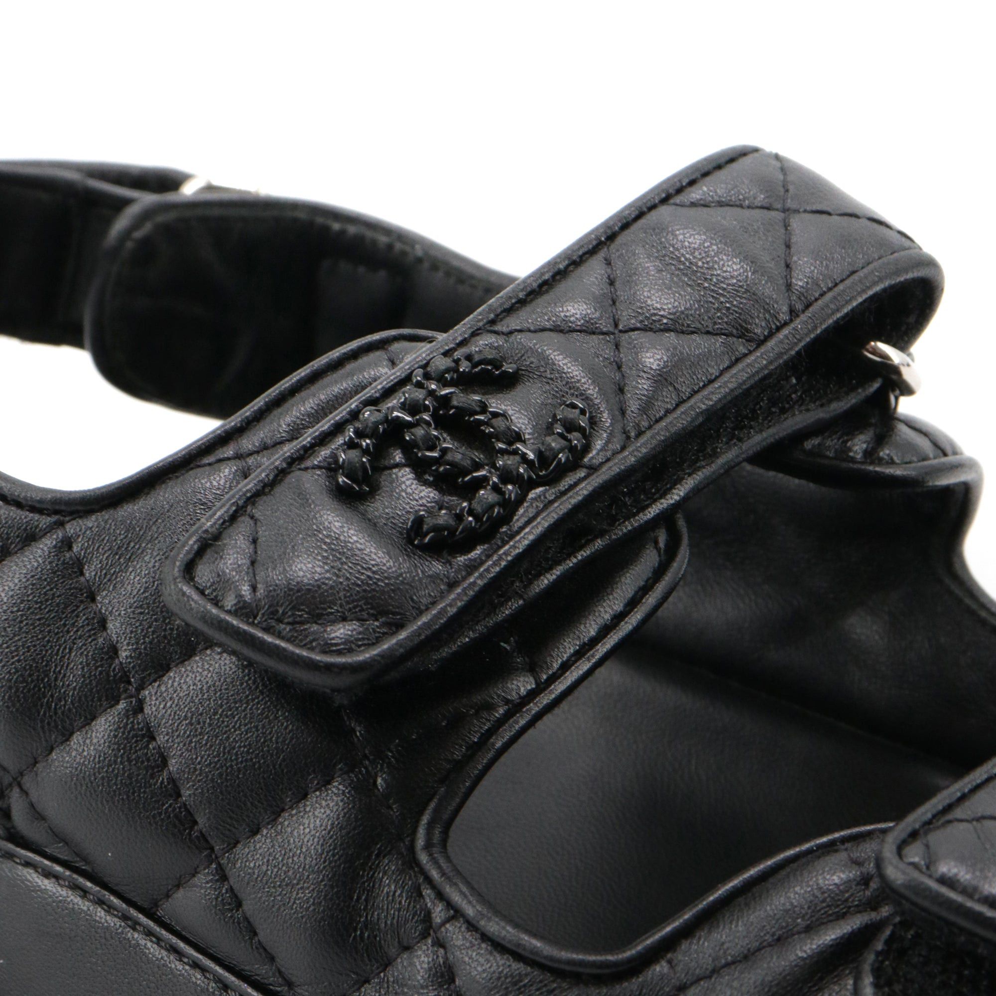 Chanel CHANEL - Chanel Dad Shoes sandals in black quilted leather (T39) Size US 8 / IT 38 - 8 Thumbnail