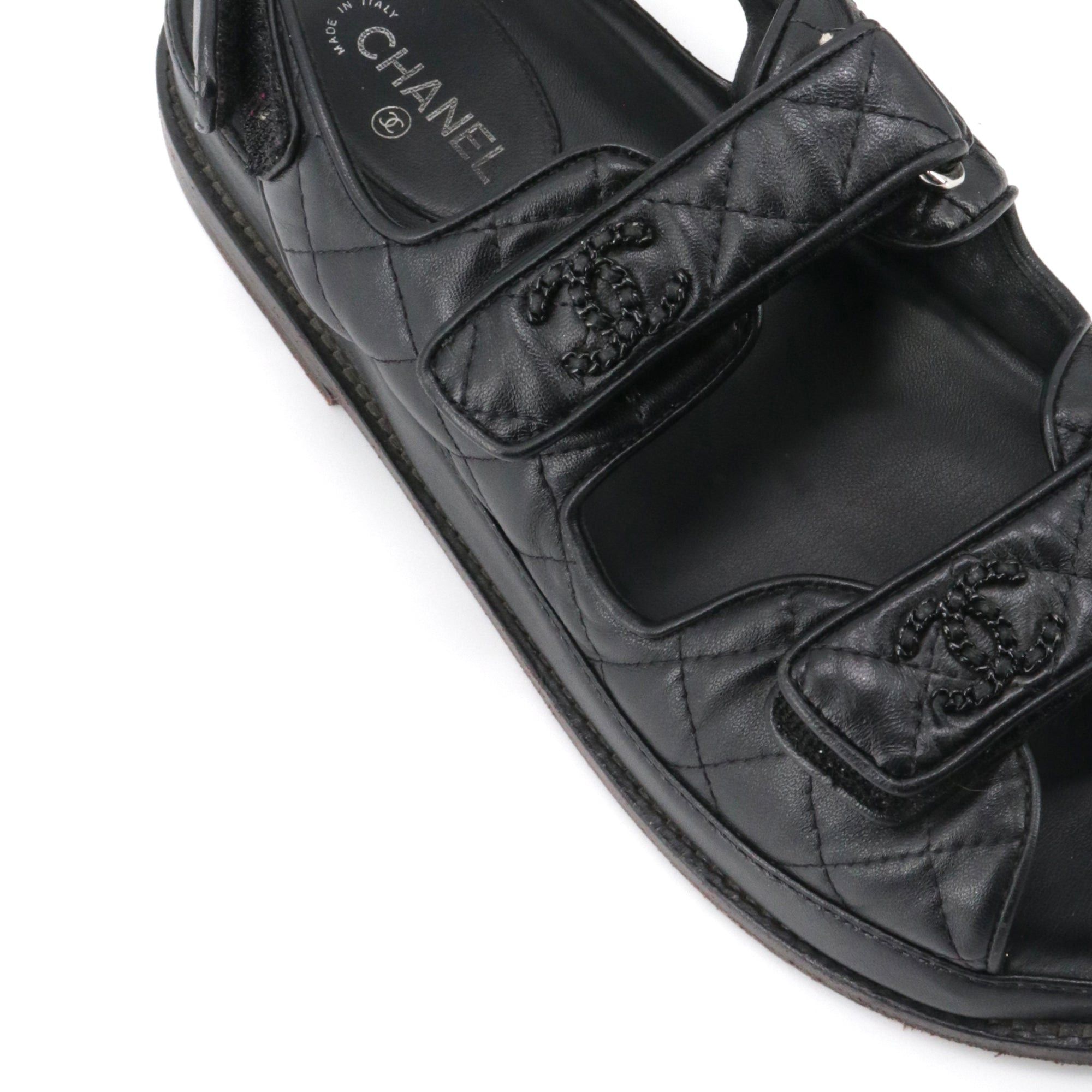 Chanel CHANEL - Chanel Dad Shoes sandals in black quilted leather (T39) Size US 8 / IT 38 - 5 Thumbnail