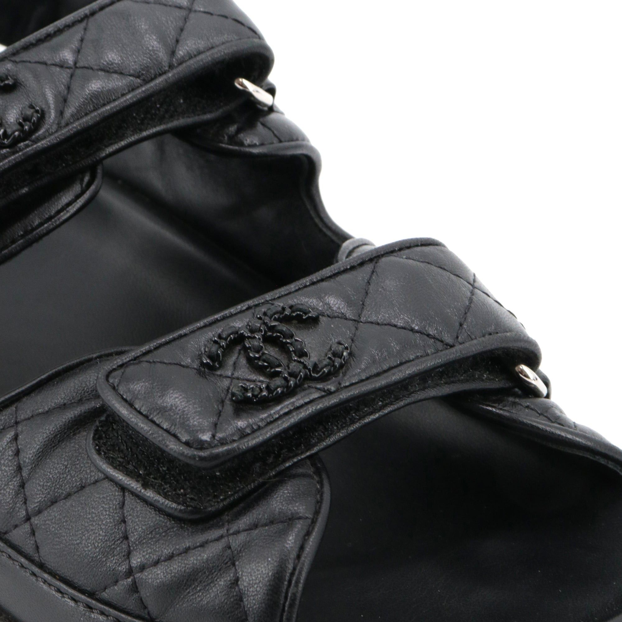 Chanel CHANEL - Chanel Dad Shoes sandals in black quilted leather (T39) Size US 8 / IT 38 - 6 Thumbnail