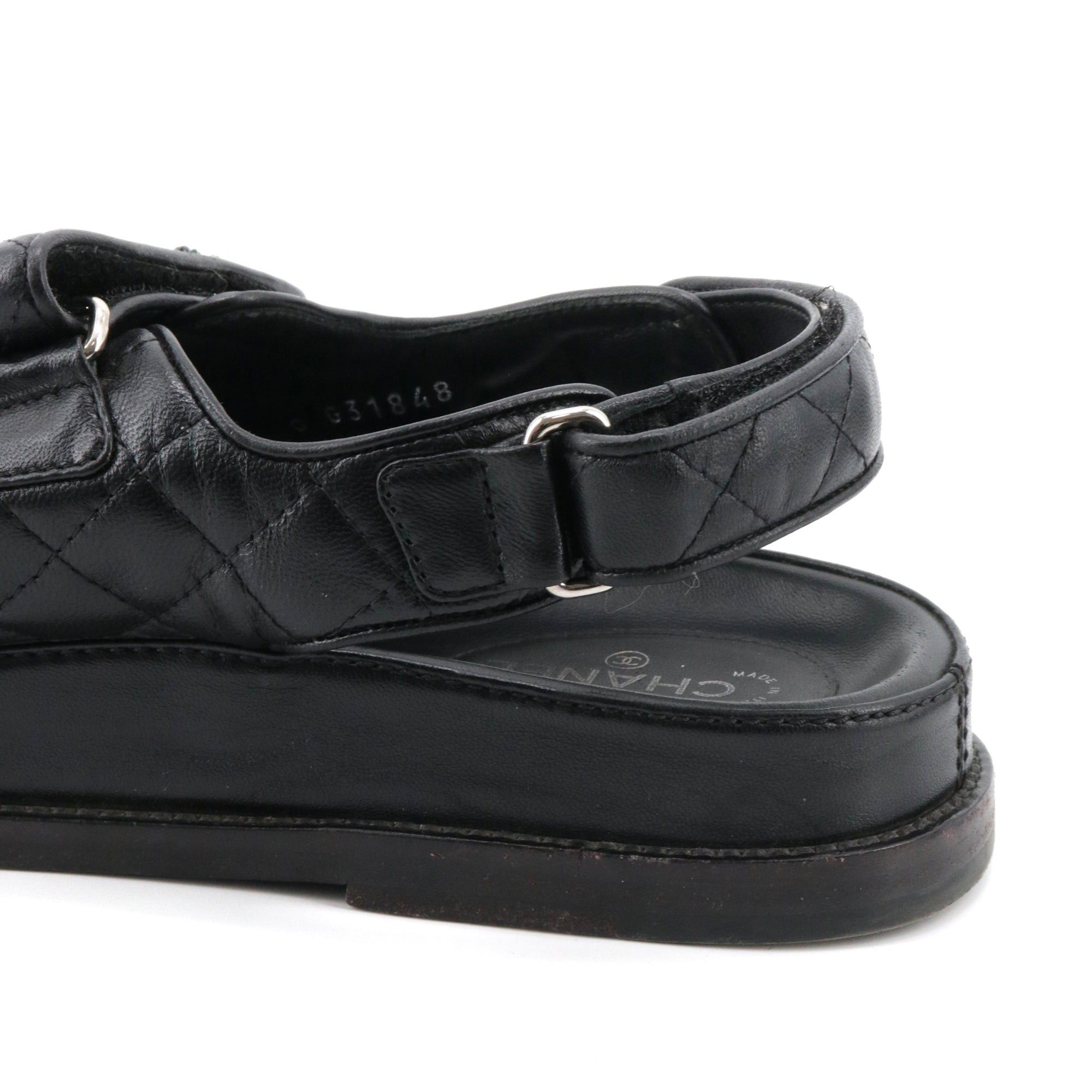 Chanel CHANEL - Chanel Dad Shoes sandals in black quilted leather (T39) Size US 8 / IT 38 - 11 Thumbnail