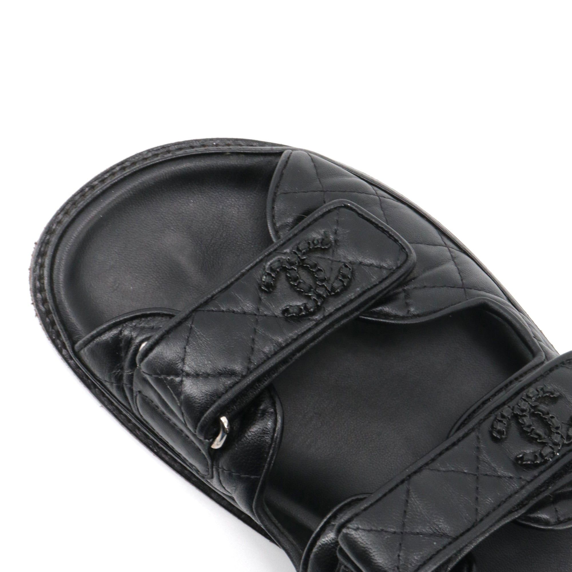 Chanel CHANEL - Chanel Dad Shoes sandals in black quilted leather (T39) Size US 8 / IT 38 - 7 Thumbnail