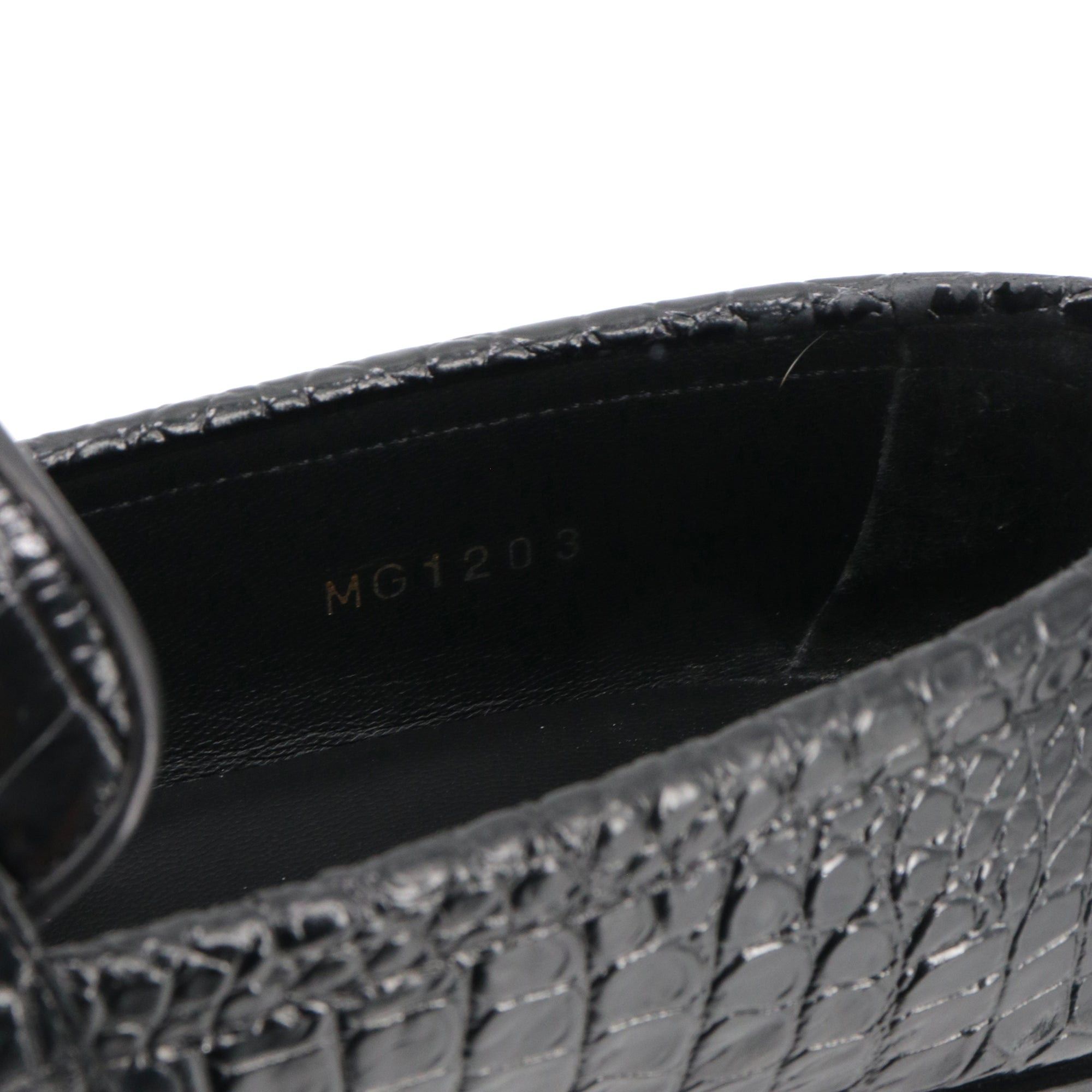 Celine CELINE - Celine Triomphe loafers in black crocodile embossed leather (T37.5) Size US 6.5 / IT 36.5 - 8 Thumbnail