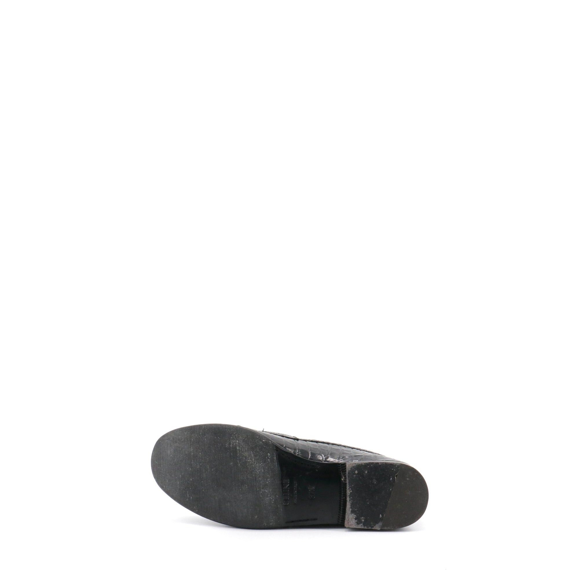 Celine CELINE - Celine Triomphe loafers in black crocodile embossed leather (T37.5) Size US 6.5 / IT 36.5 - 3 Thumbnail