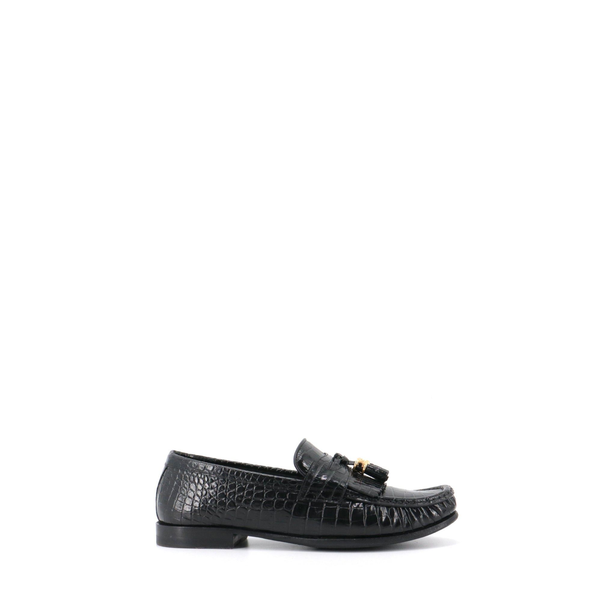 Celine CELINE - Celine Triomphe loafers in black crocodile embossed leather (T37.5) Size US 6.5 / IT 36.5 - 2 Thumbnail
