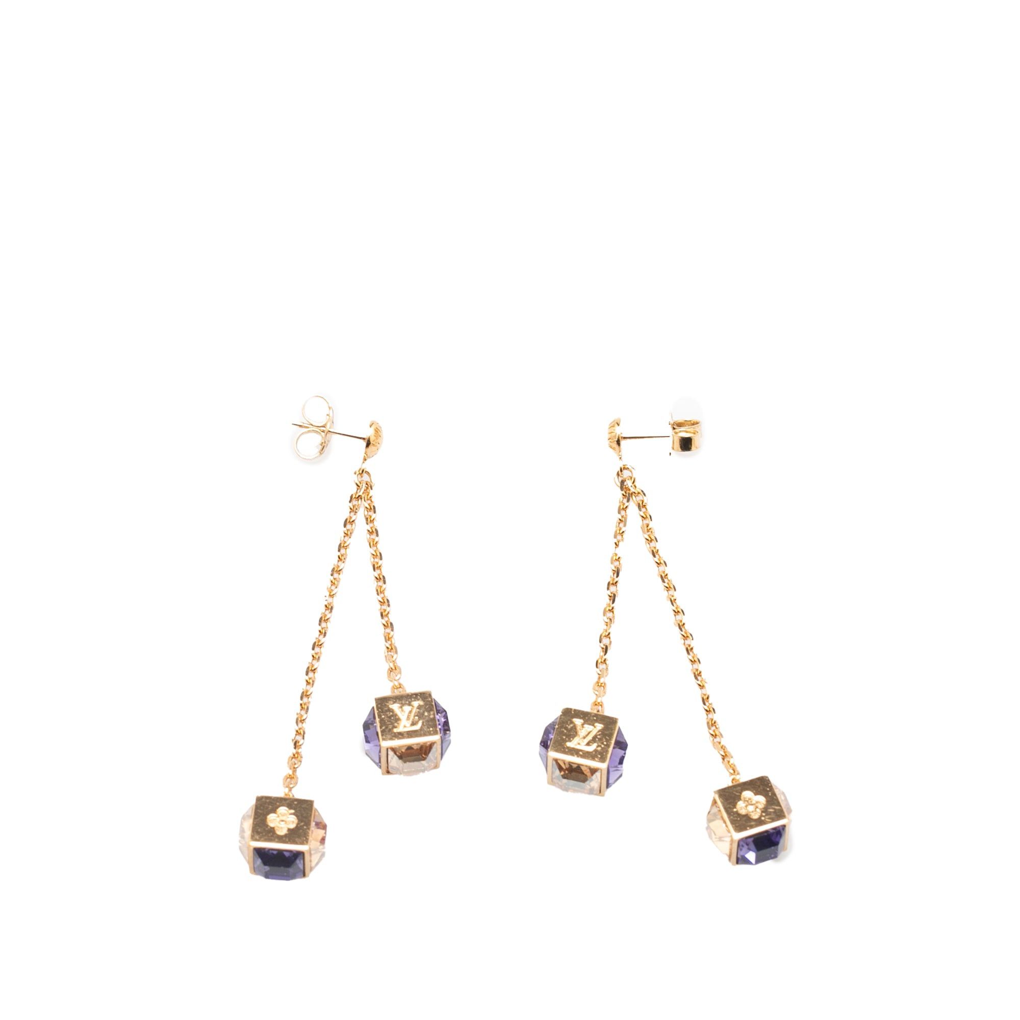 Louis Vuitton Louis Vuitton Gold Plated Crystal Gamble Drop Earrings Gold Size ONE SIZE - 2 Thumbnail