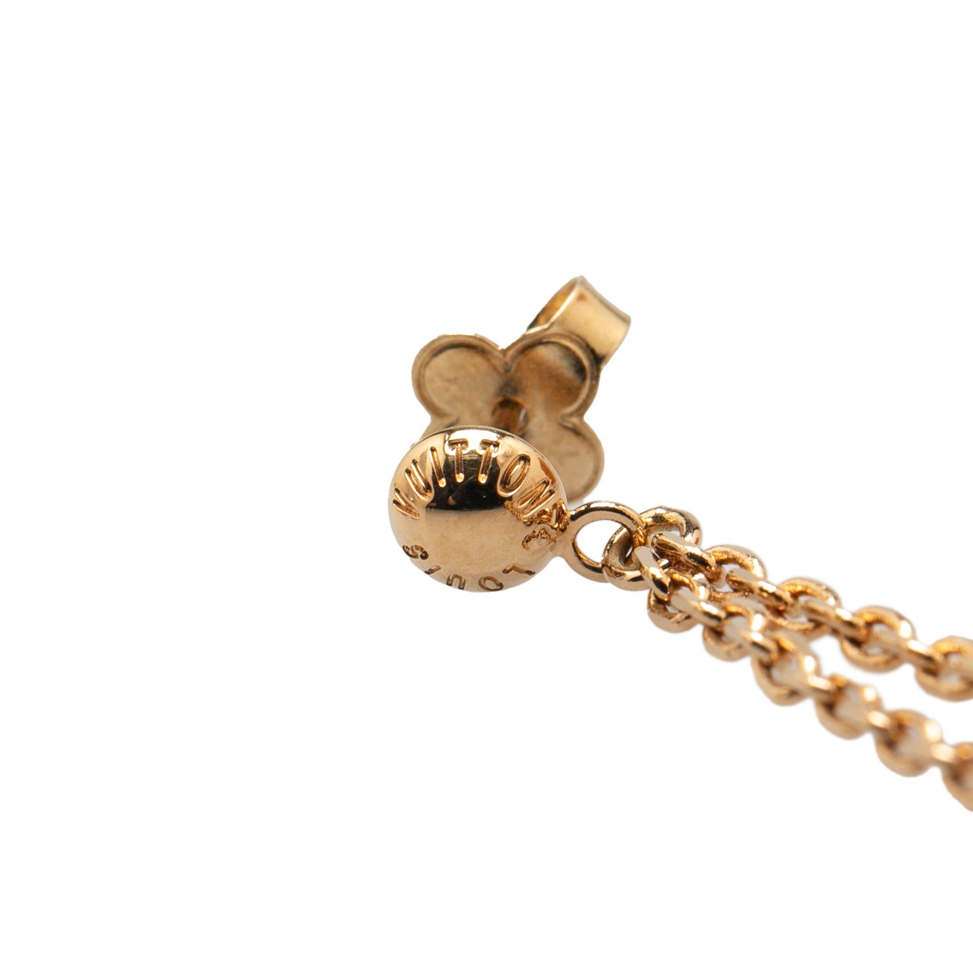 Louis Vuitton Louis Vuitton Gold Plated Crystal Gamble Drop Earrings Gold Size ONE SIZE - 3 Thumbnail