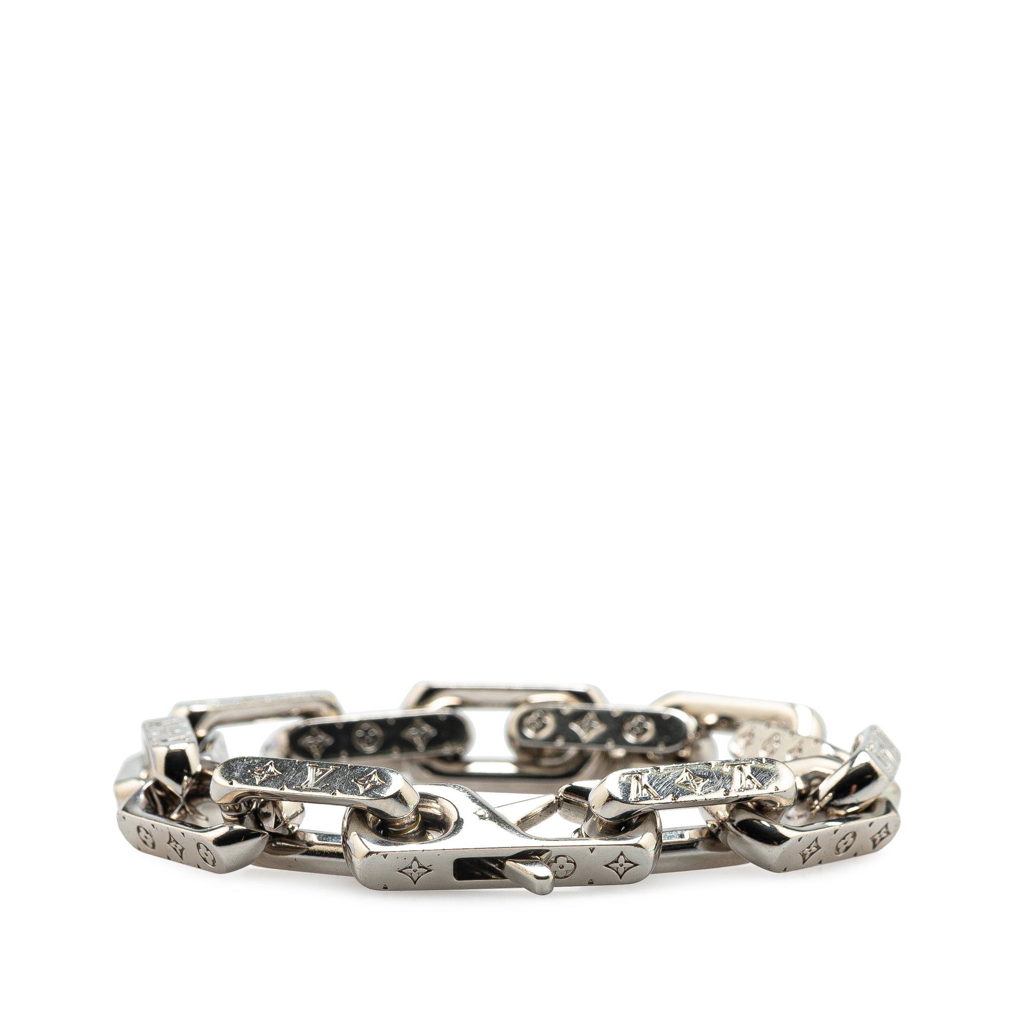 Louis Vuitton Louis Vuitton Silver Monogram Chain Link Bracelet Silver Size ONE SIZE - 3 Thumbnail