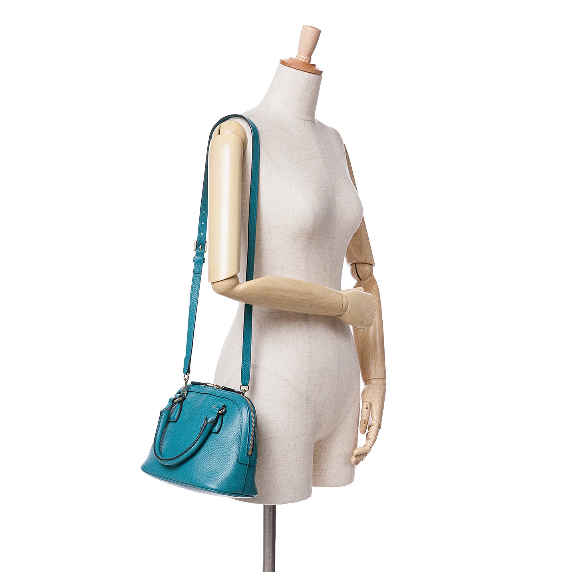 Gucci Gucci Mini Leather GG Charm Dome Satchel Blue Size ONE SIZE - 8 Thumbnail