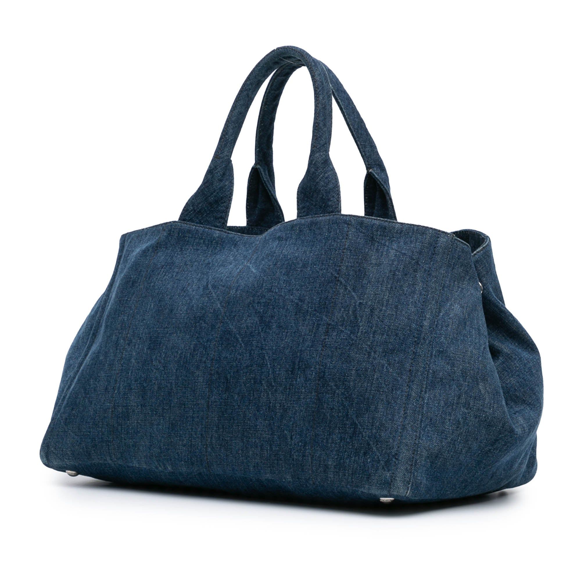 Prada Prada Large Denim Canapa Bijoux Satchel Blue Size ONE SIZE - 2 Thumbnail