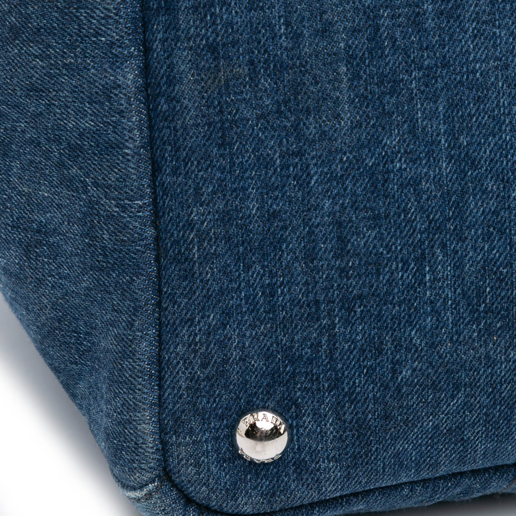 Prada Prada Large Denim Canapa Bijoux Satchel Blue Size ONE SIZE - 8 Thumbnail
