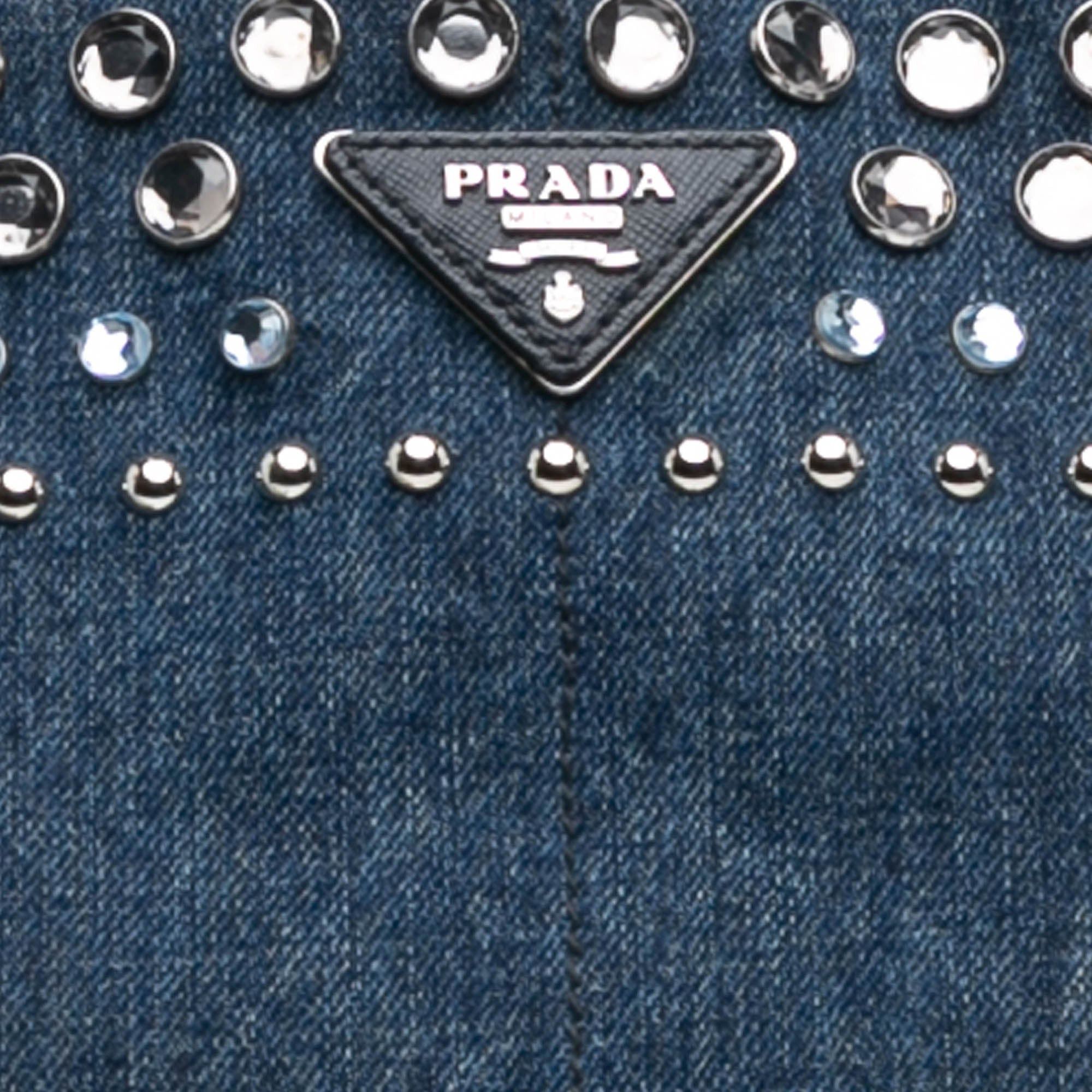 Prada Prada Large Denim Canapa Bijoux Satchel Blue Size ONE SIZE - 5 Thumbnail