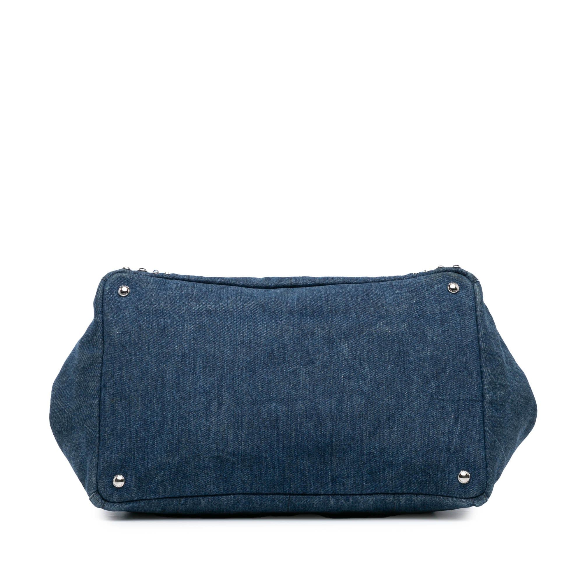 Prada Prada Large Denim Canapa Bijoux Satchel Blue Size ONE SIZE - 3 Thumbnail