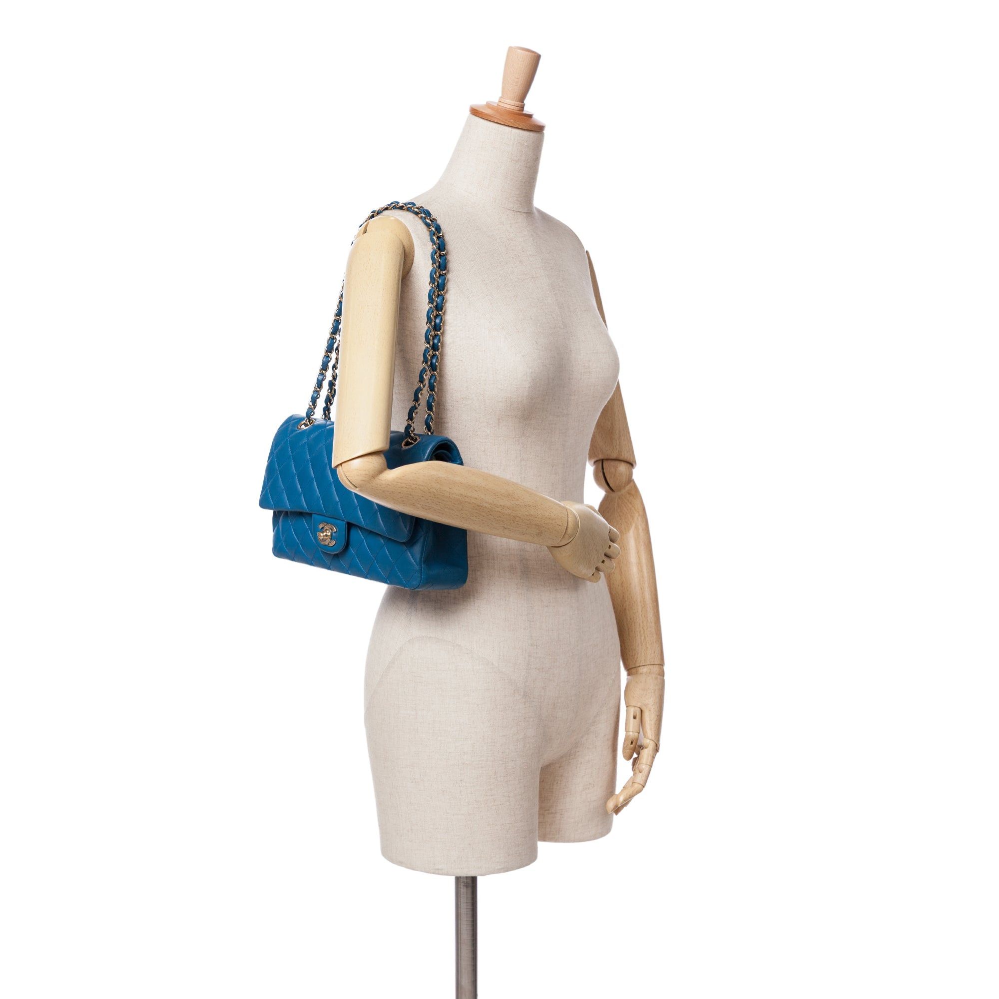 Chanel Chanel Medium Classic Lambskin Double Flap Blue Size ONE SIZE - 11 Thumbnail