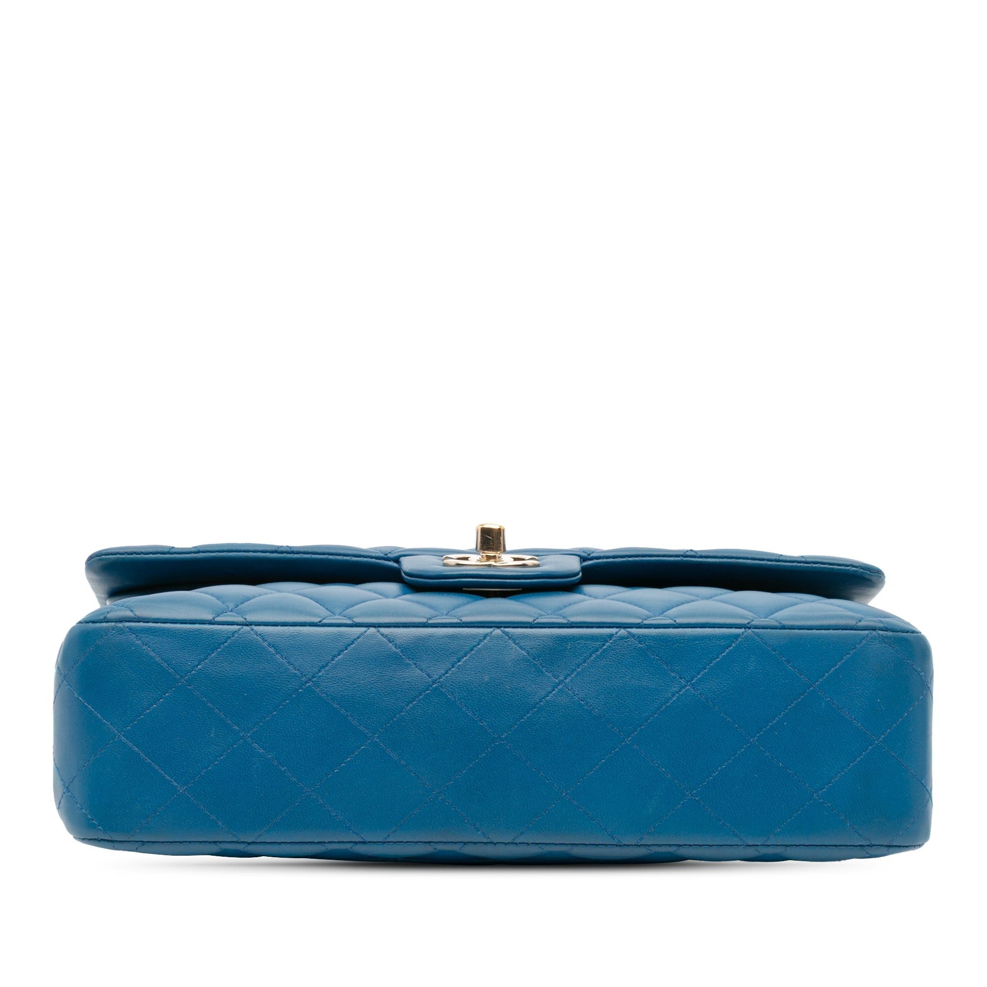 Chanel Chanel Medium Classic Lambskin Double Flap Blue Size ONE SIZE - 3 Thumbnail