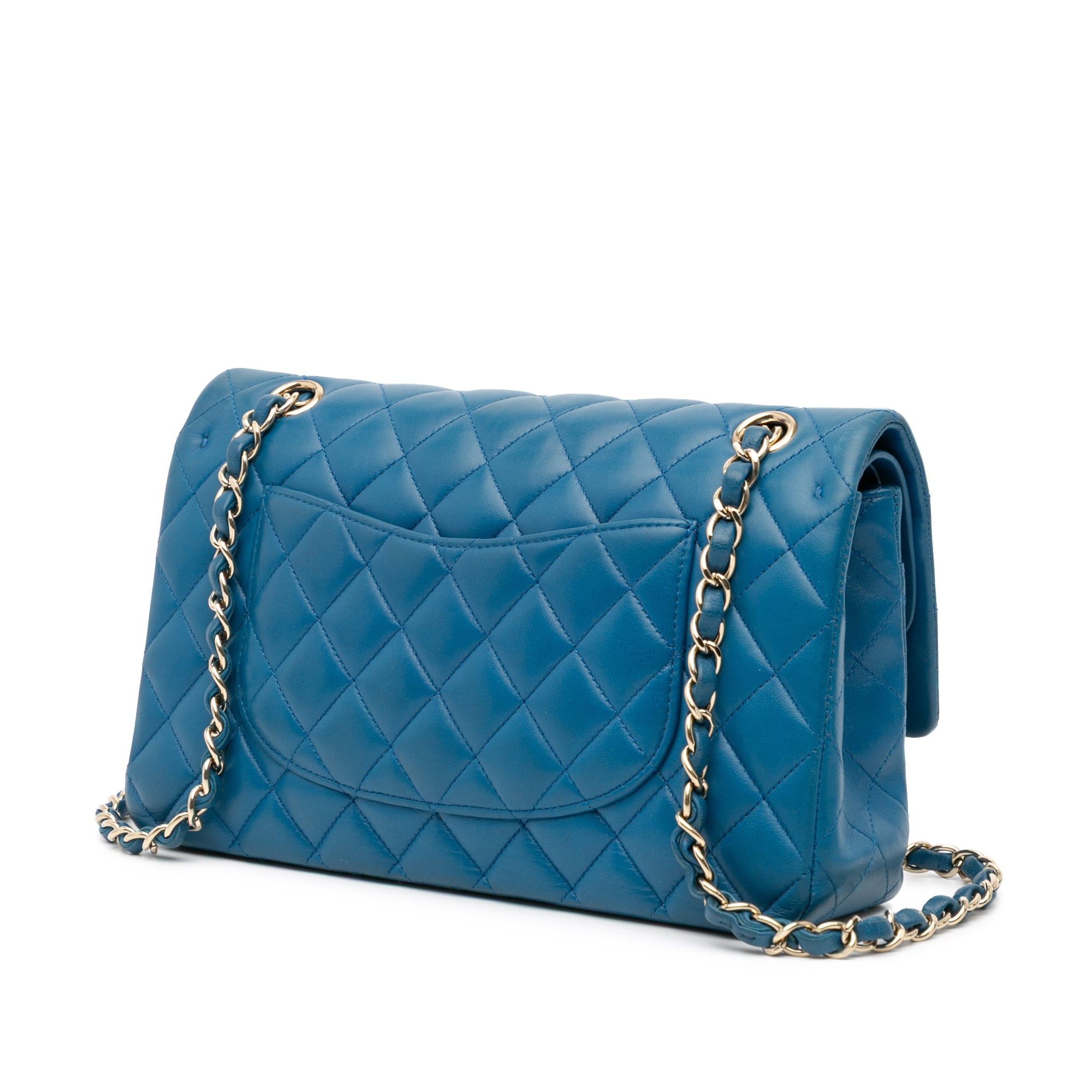 Chanel Chanel Medium Classic Lambskin Double Flap Blue Size ONE SIZE - 2 Thumbnail