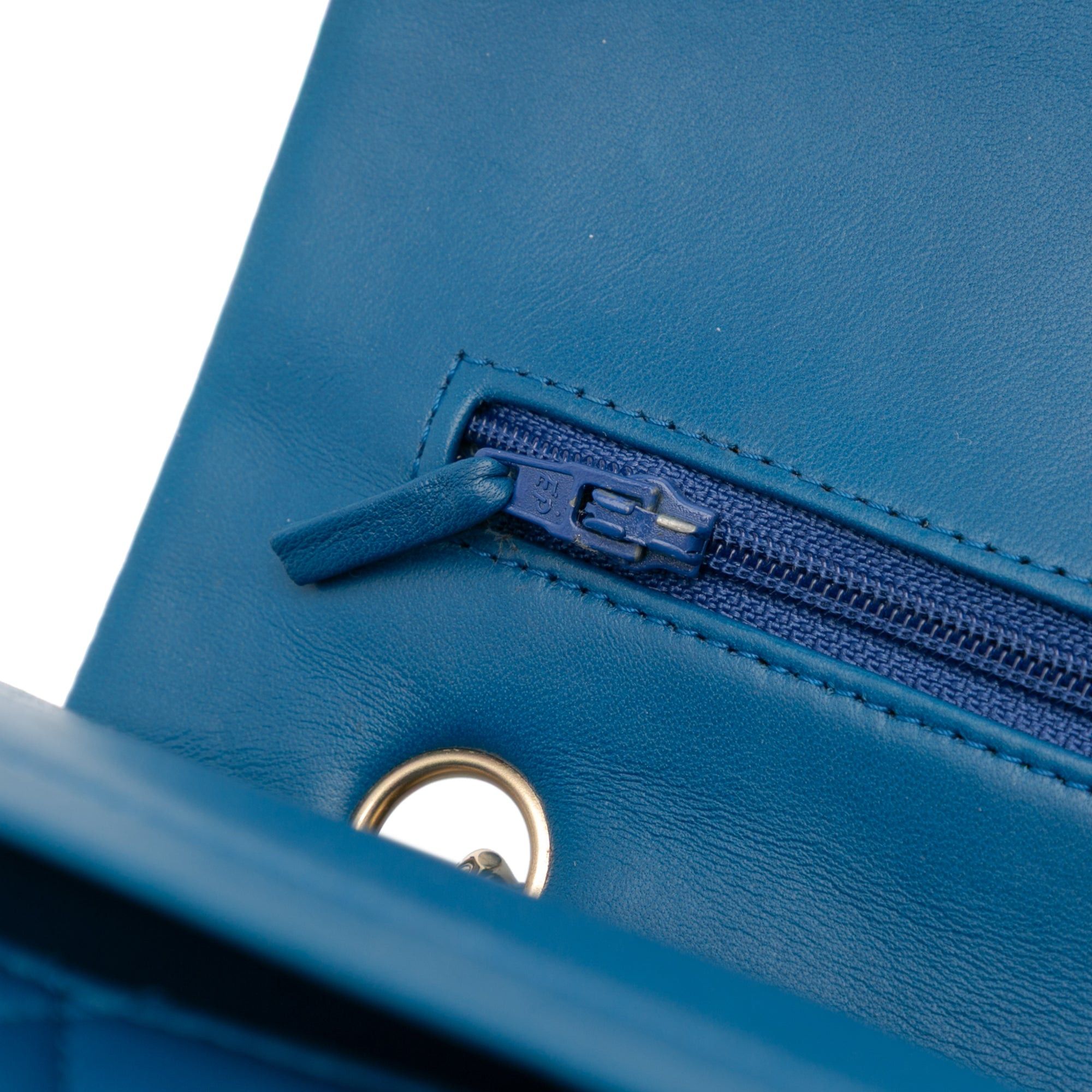 Chanel Chanel Medium Classic Lambskin Double Flap Blue Size ONE SIZE - 10 Thumbnail