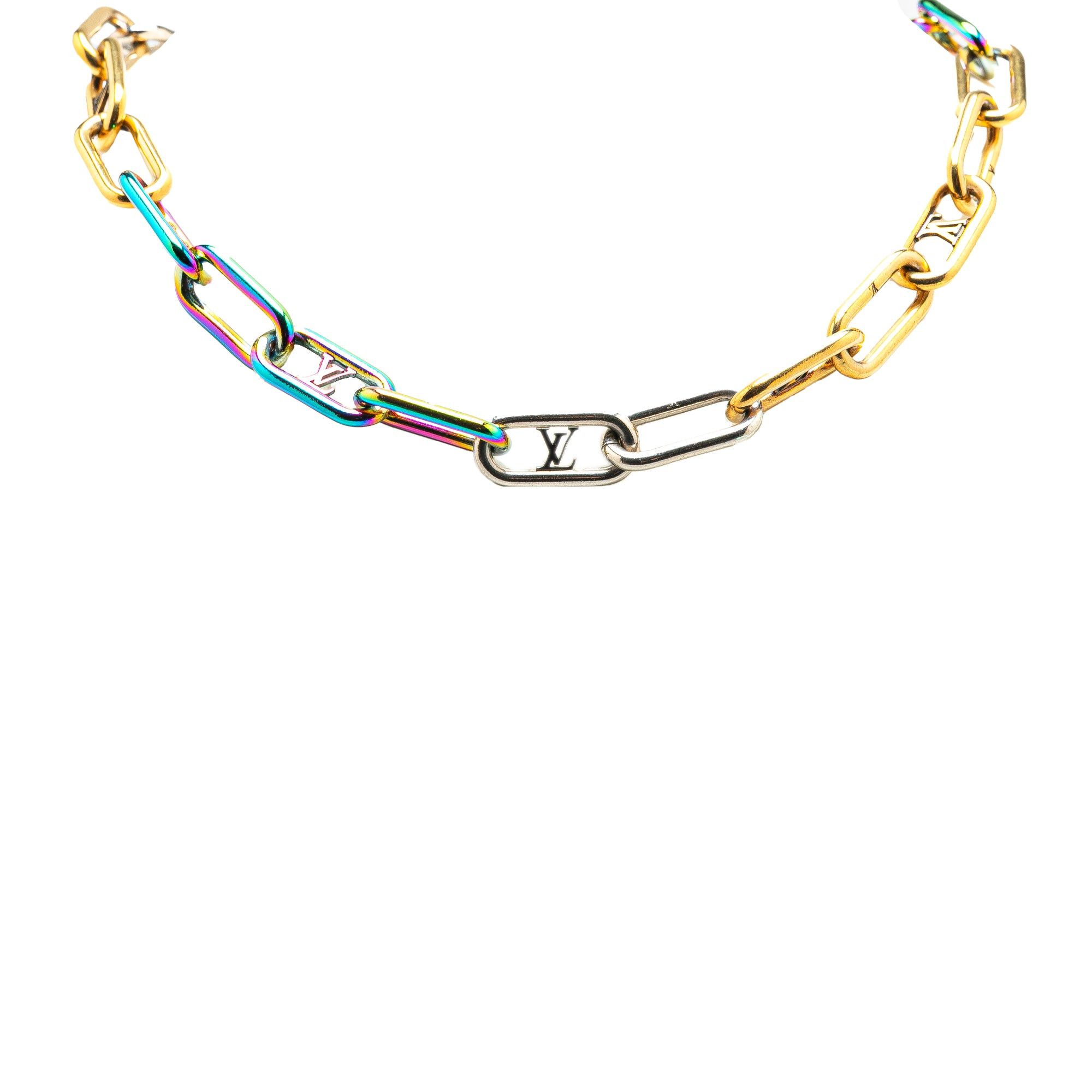 Louis Vuitton Louis Vuitton Monogram Multicolor Collier Signature Chain Necklace Gold Size ONE SIZE - 5 Thumbnail