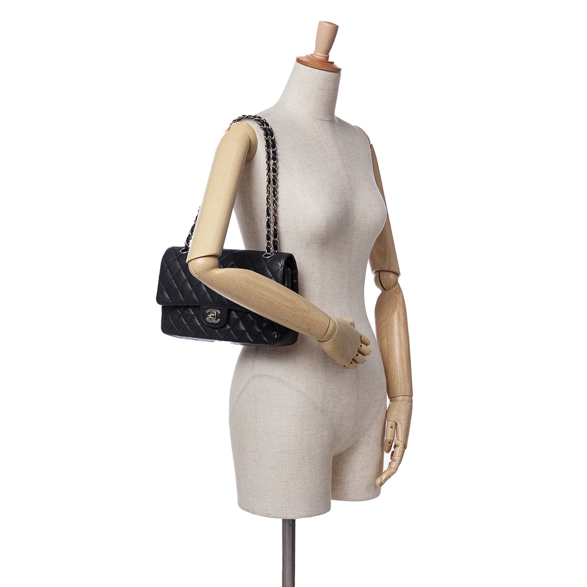 Chanel Chanel Medium Classic Caviar Double Flap Black Size ONE SIZE - 12 Thumbnail