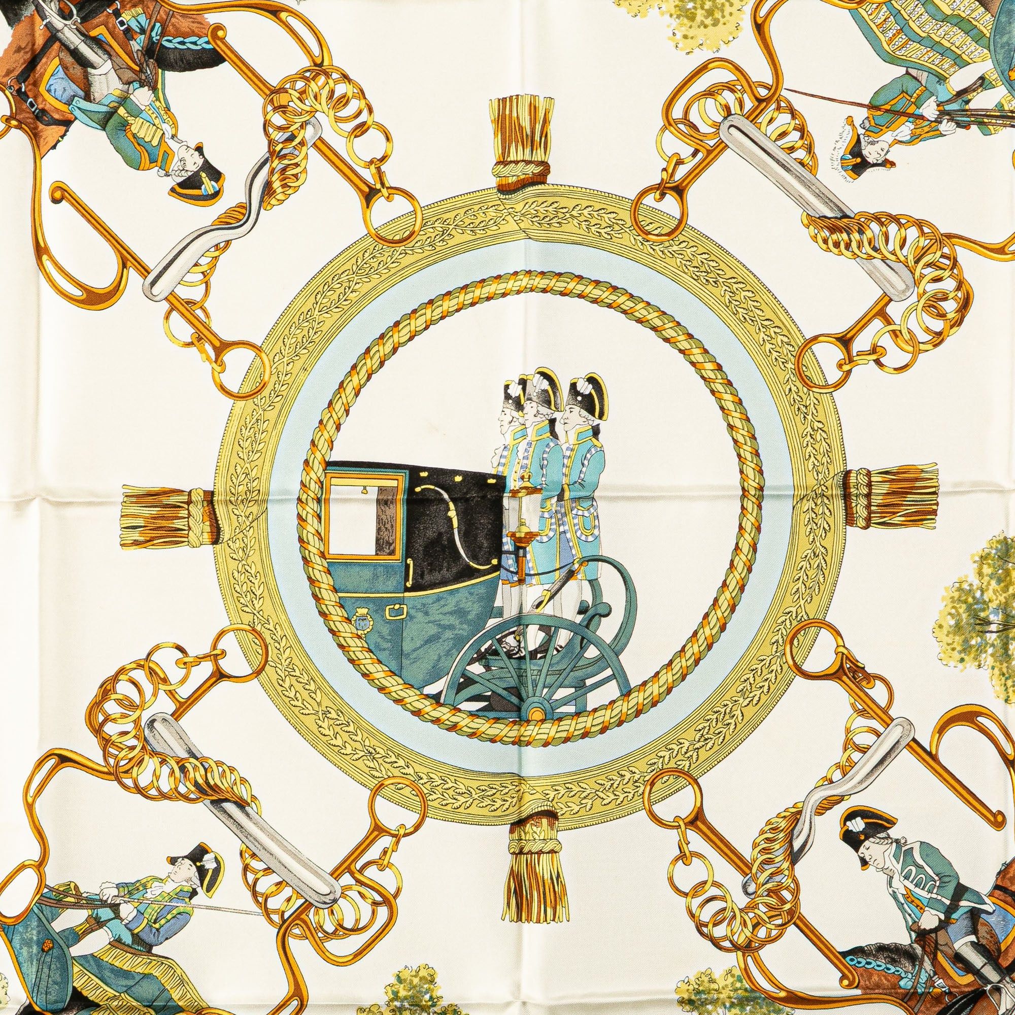 Hermes Hermès Grands Attelages Silk Scarf White Size ONE SIZE - 2 Thumbnail