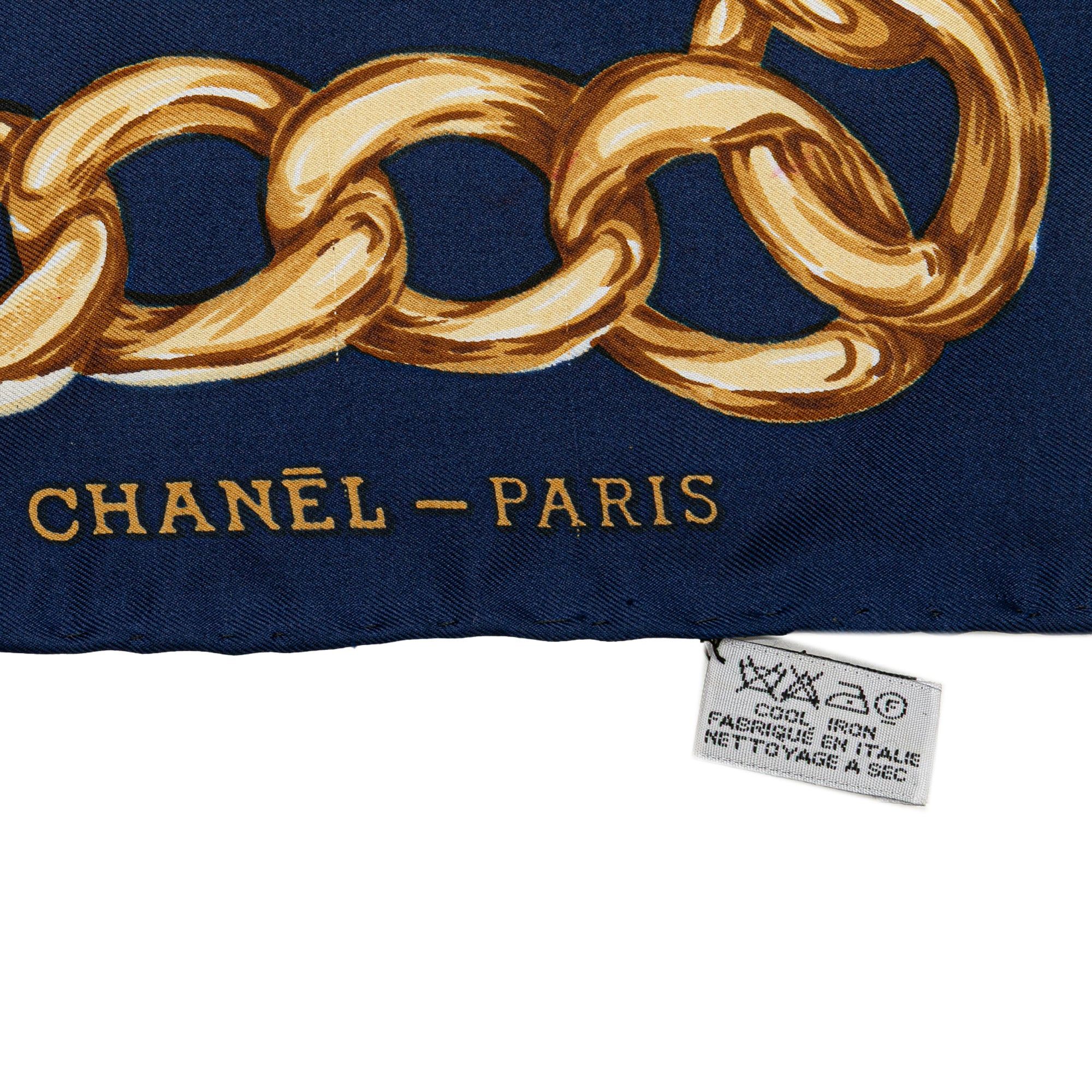 Chanel Chanel Interlocking CC Logo Silk Scarf Blue Size ONE SIZE - 5 Thumbnail
