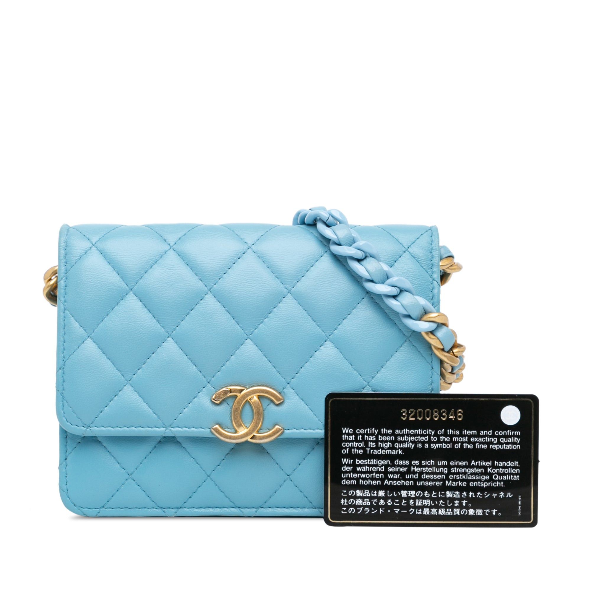 Chanel Chanel Quilted Lambskin Candy Chain Wallet Blue Size ONE SIZE - 14 Thumbnail