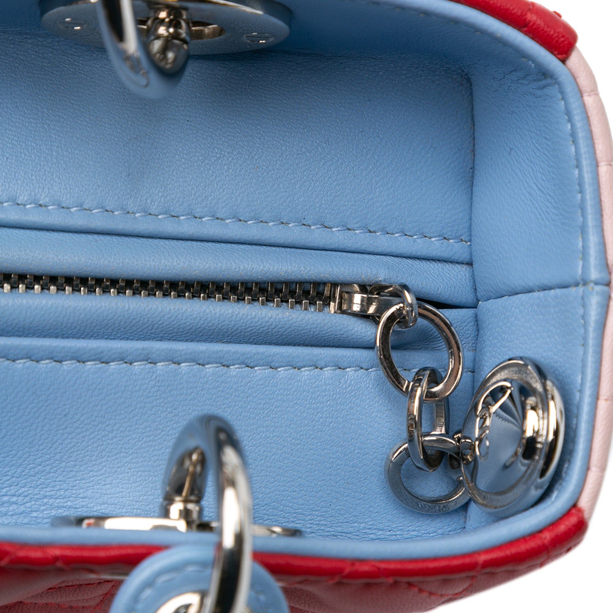 Dior Dior Medium Tricolor Lambskin Cannage Lady Dior Red Size ONE SIZE - 8 Thumbnail