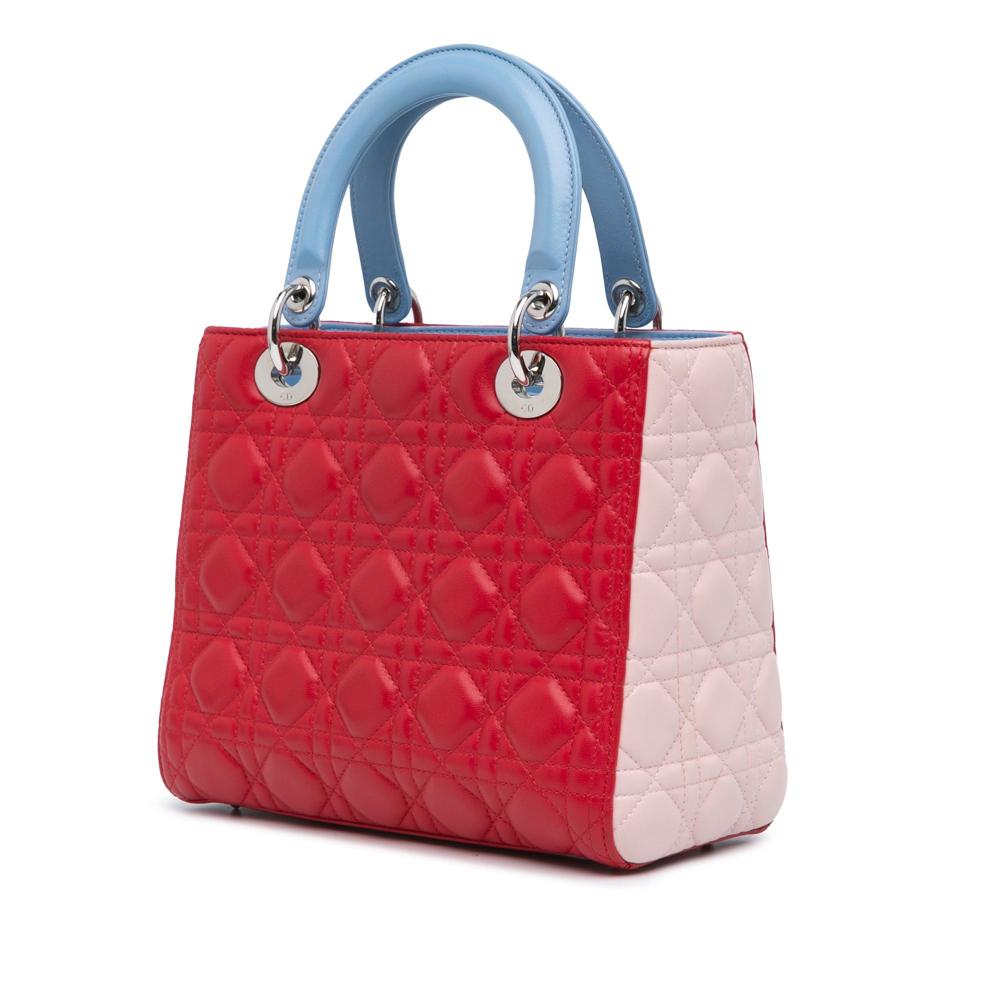 Dior Dior Medium Tricolor Lambskin Cannage Lady Dior Red Size ONE SIZE - 2 Thumbnail