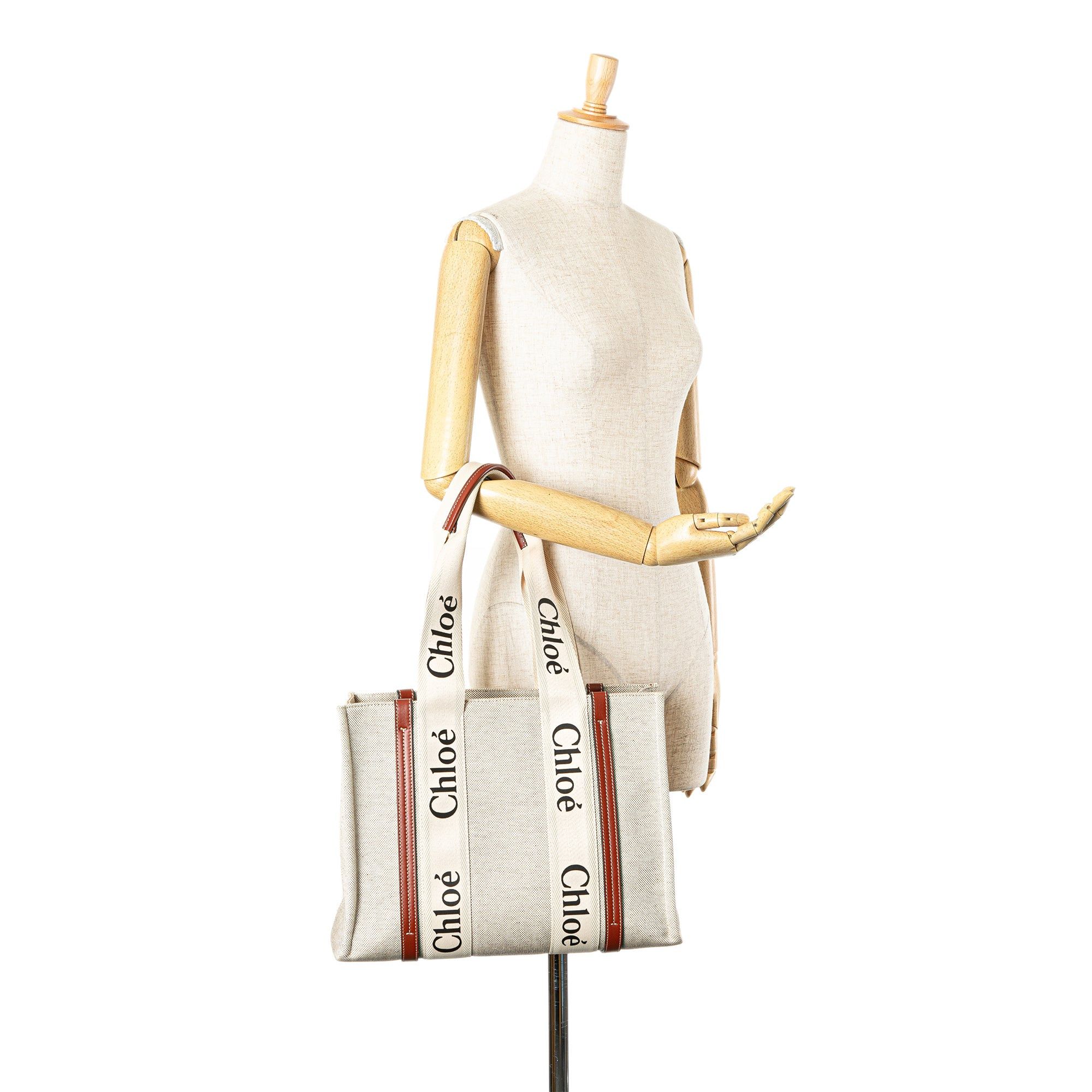 Chloe Chloé Medium Canvas Woody Tote Brown Size ONE SIZE - 8 Thumbnail