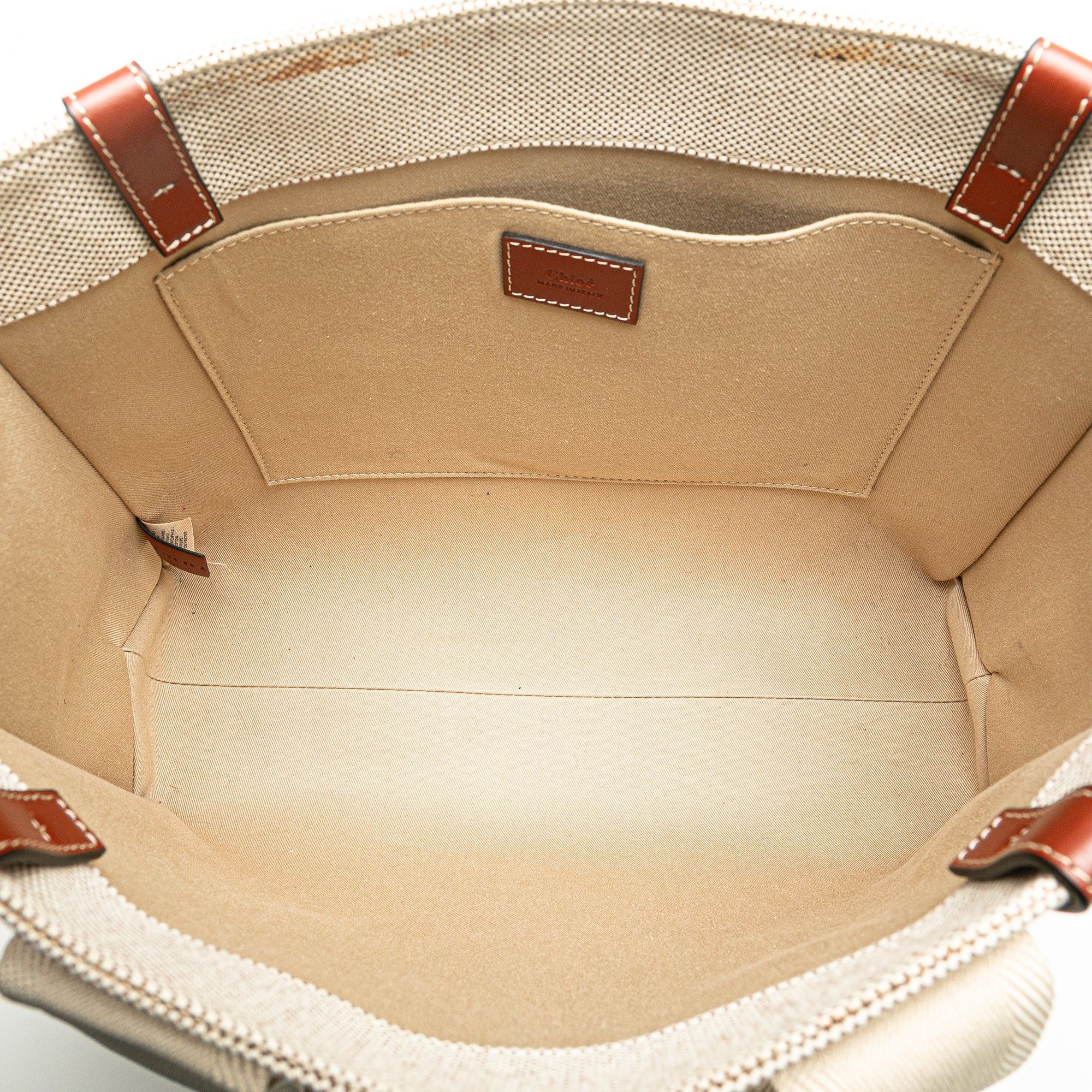 Chloe Chloé Medium Canvas Woody Tote Brown Size ONE SIZE - 4 Thumbnail