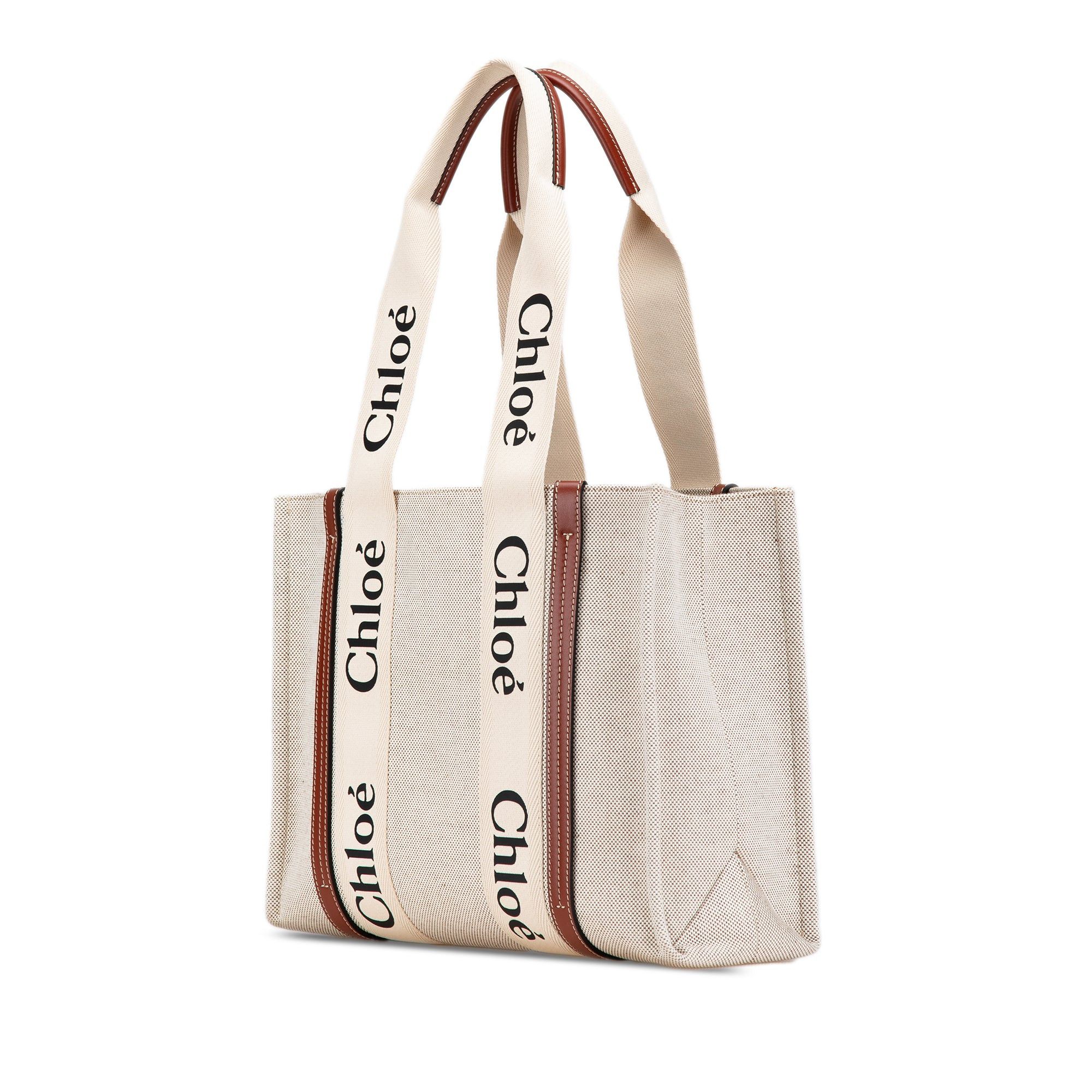 Chloe Chloé Medium Canvas Woody Tote Brown Size ONE SIZE - 2 Thumbnail
