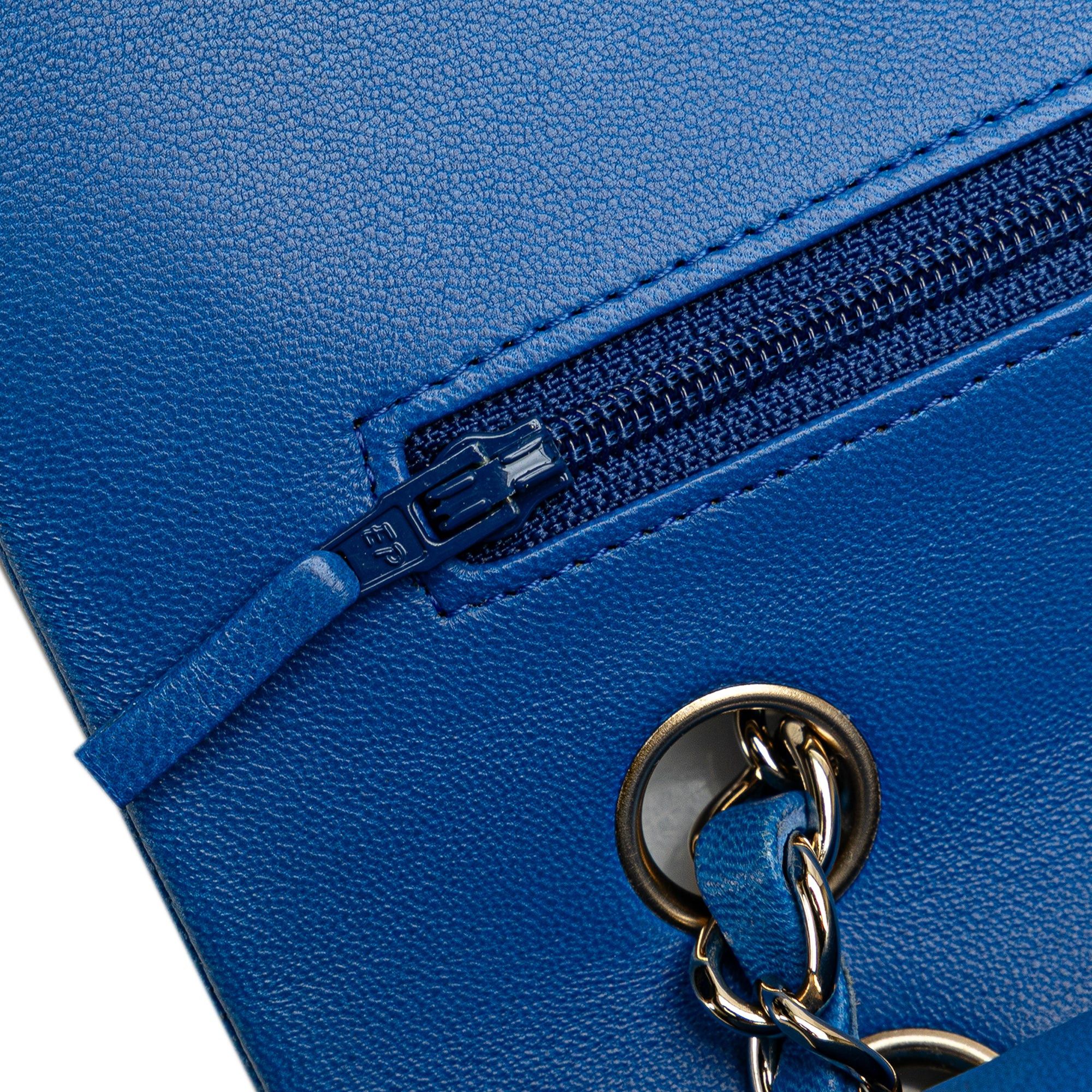Chanel Chanel Medium Classic Lambskin Double Flap Blue Size ONE SIZE - 7 Thumbnail