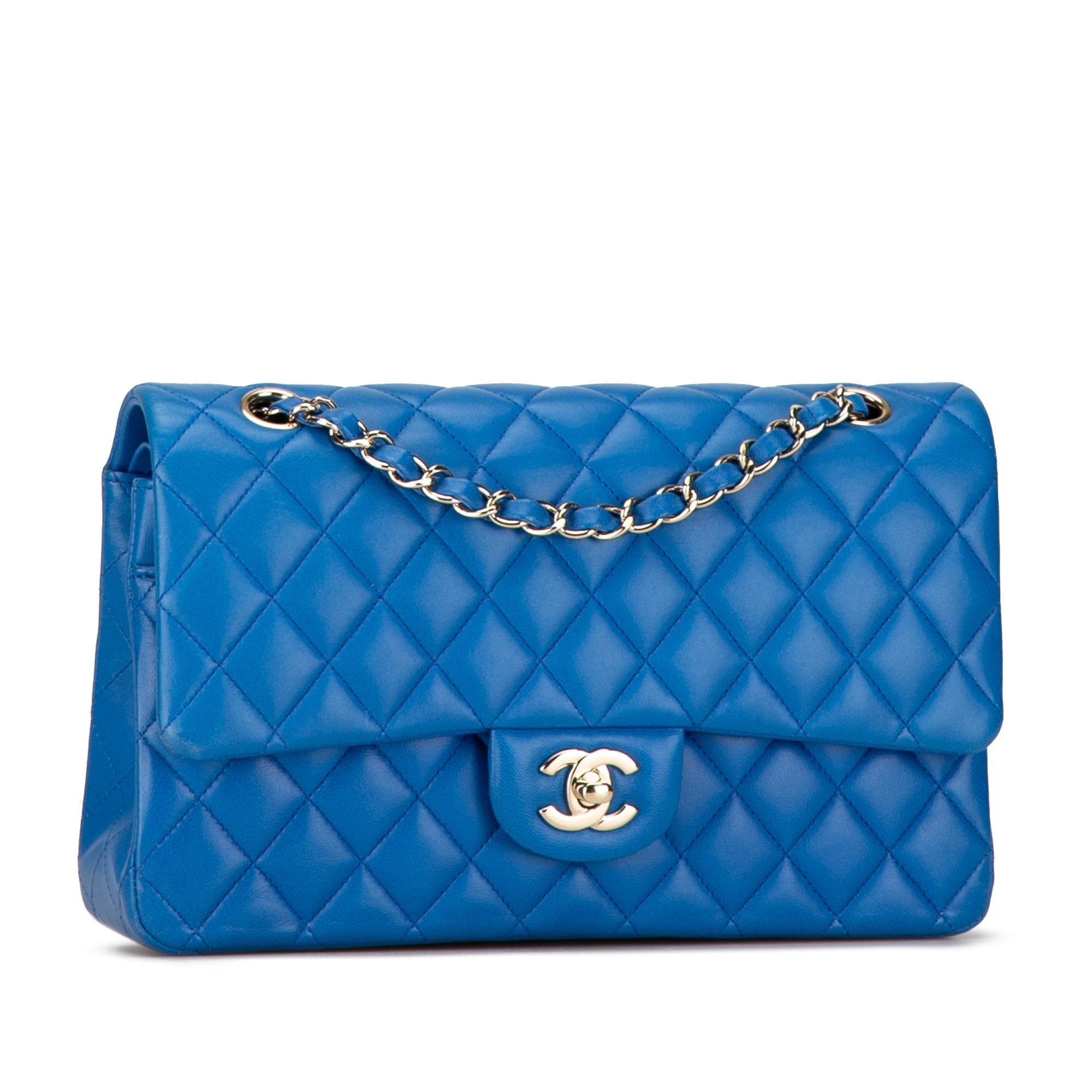 Chanel Chanel Medium Classic Lambskin Double Flap Blue Size ONE SIZE - 2 Thumbnail