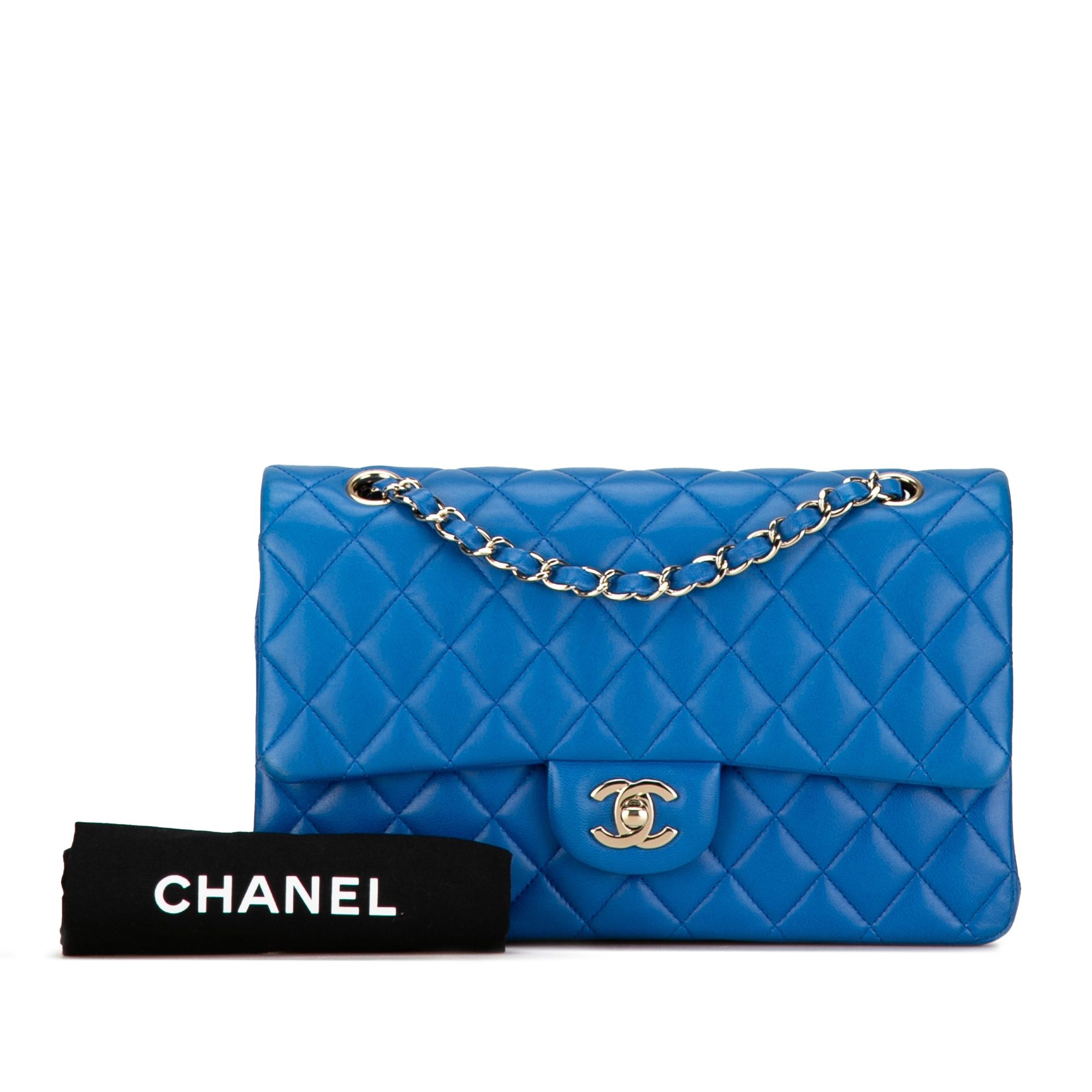 Chanel Chanel Medium Classic Lambskin Double Flap Blue Size ONE SIZE - 13 Thumbnail