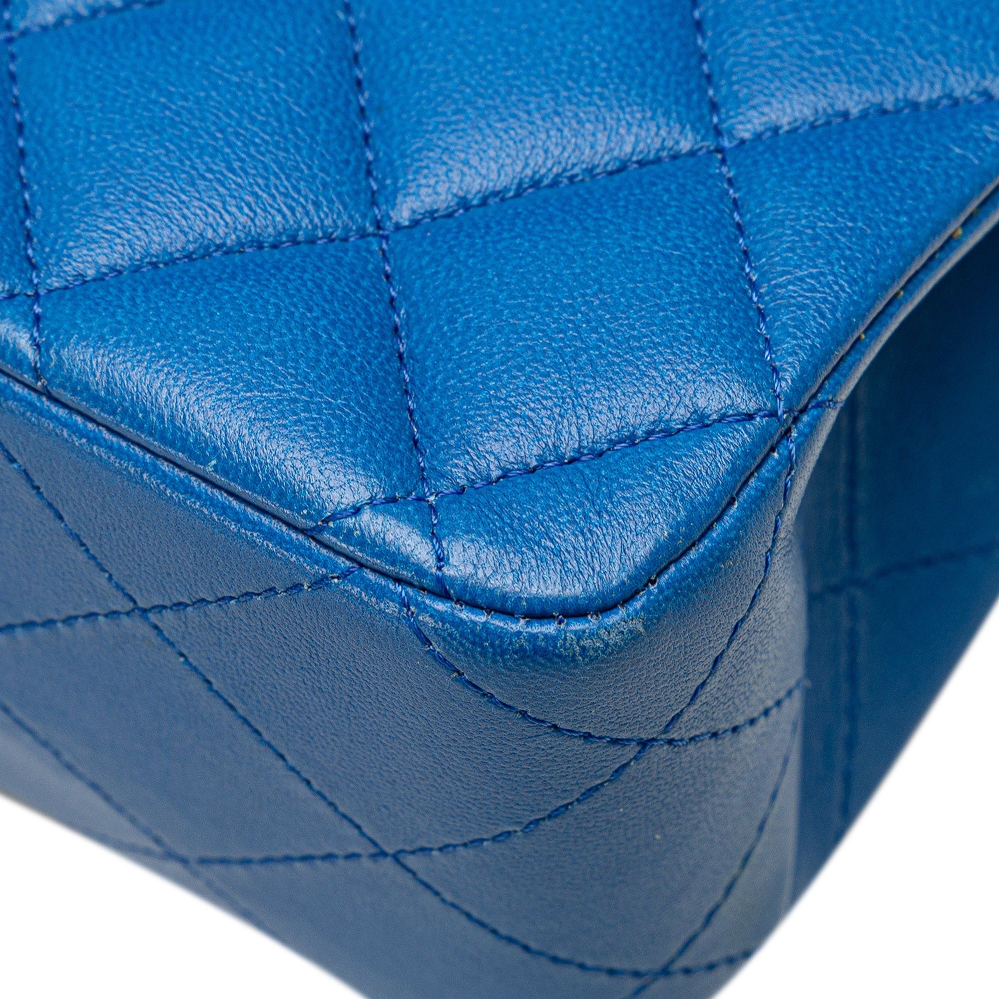 Chanel Chanel Medium Classic Lambskin Double Flap Blue Size ONE SIZE - 8 Thumbnail