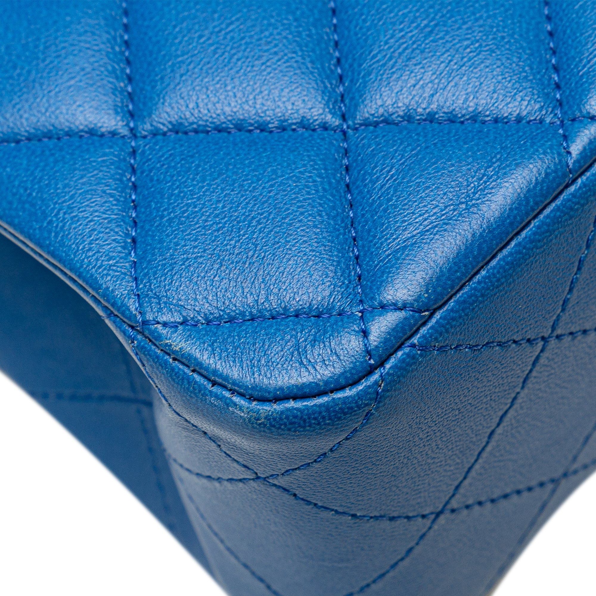 Chanel Chanel Medium Classic Lambskin Double Flap Blue Size ONE SIZE - 9 Thumbnail