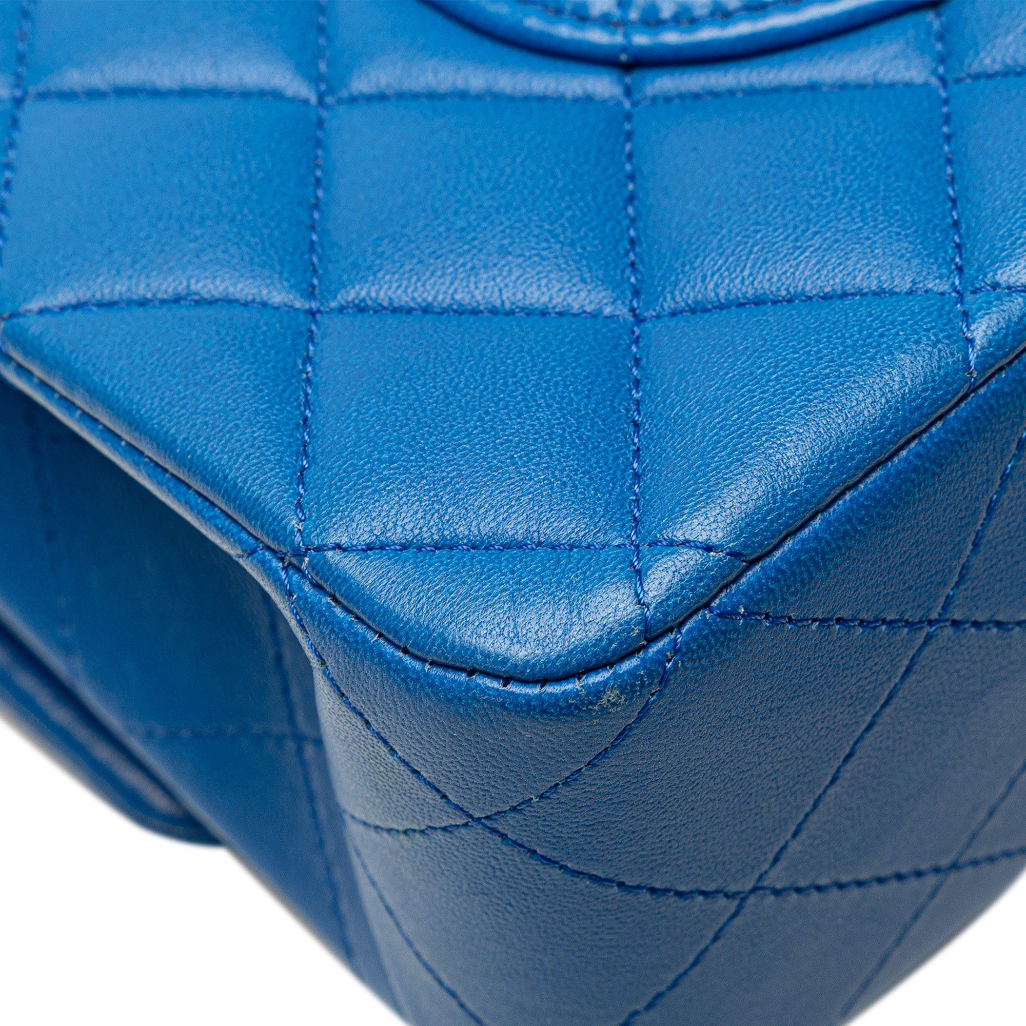 Chanel Chanel Medium Classic Lambskin Double Flap Blue Size ONE SIZE - 11 Thumbnail