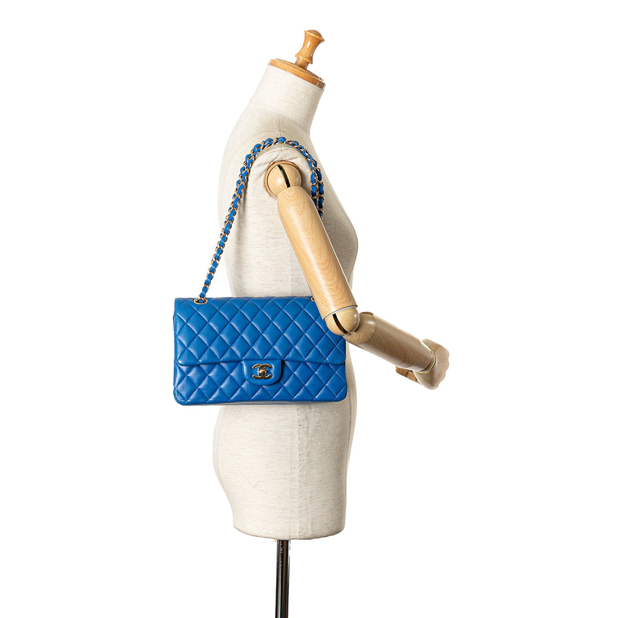 Chanel Chanel Medium Classic Lambskin Double Flap Blue Size ONE SIZE - 12 Thumbnail