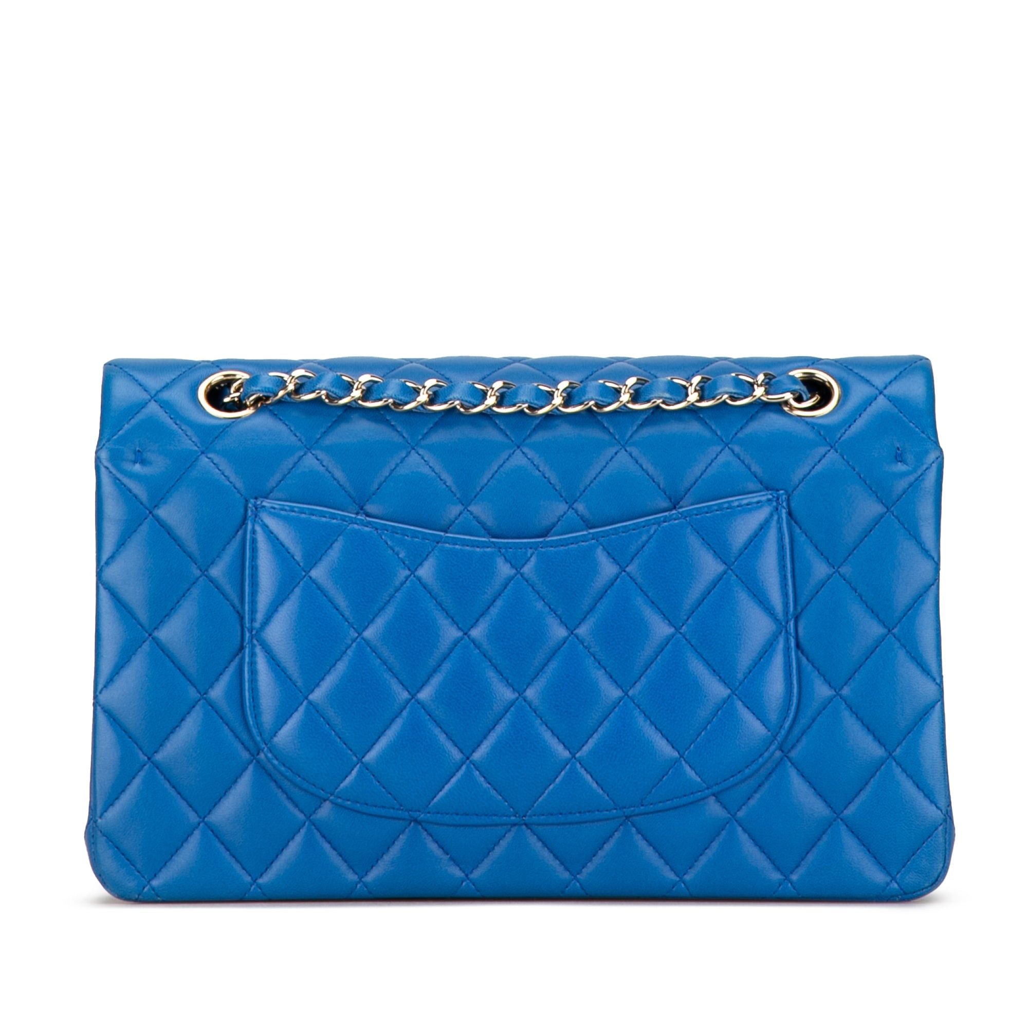Chanel Chanel Medium Classic Lambskin Double Flap Blue Size ONE SIZE - 3 Thumbnail