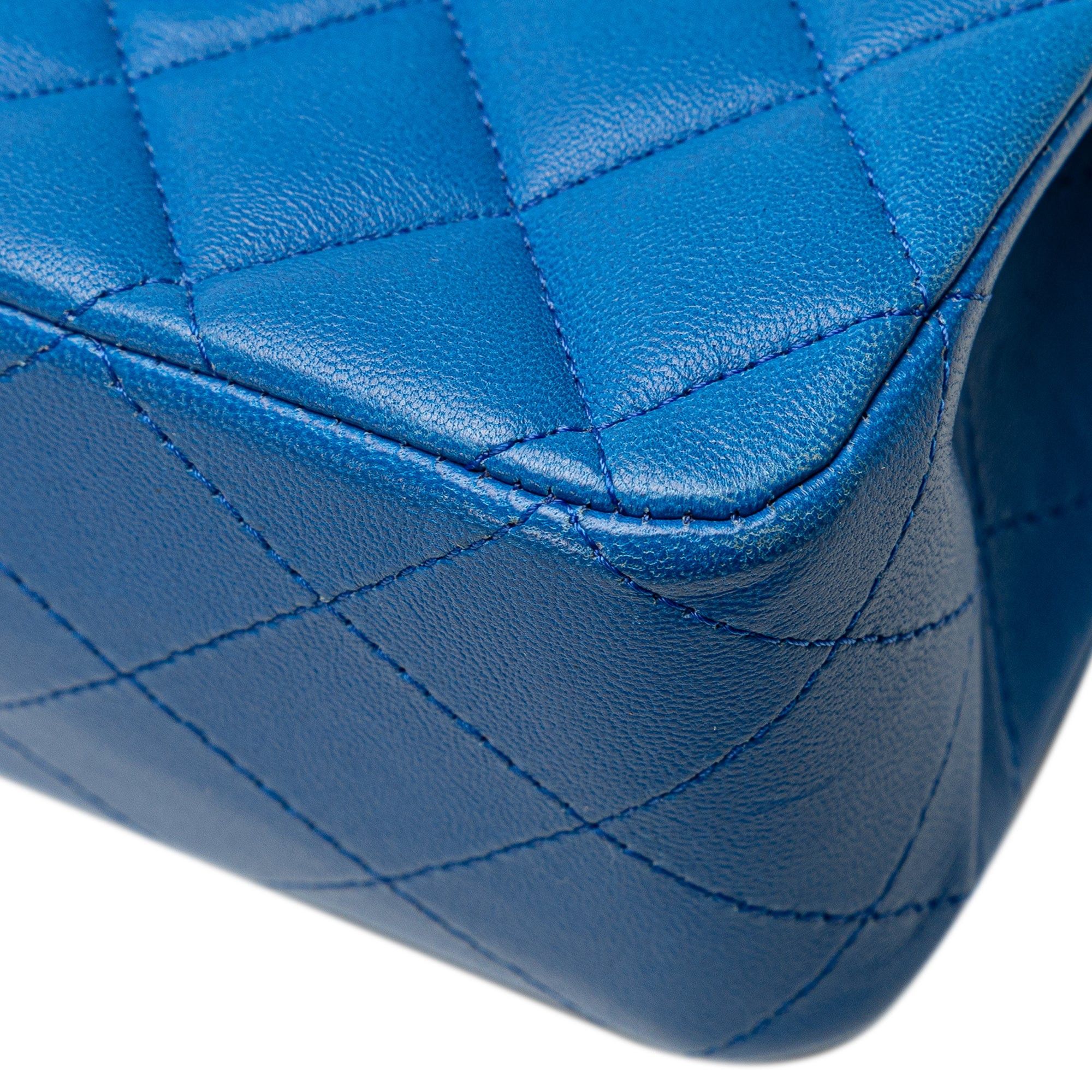 Chanel Chanel Medium Classic Lambskin Double Flap Blue Size ONE SIZE - 10 Thumbnail