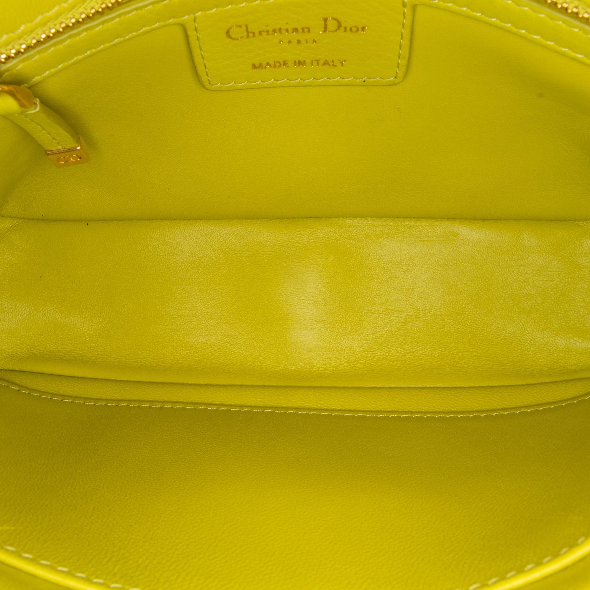 Dior Dior Small Calfskin Cannage Caro Bag Yellow Size ONE SIZE - 4 Thumbnail