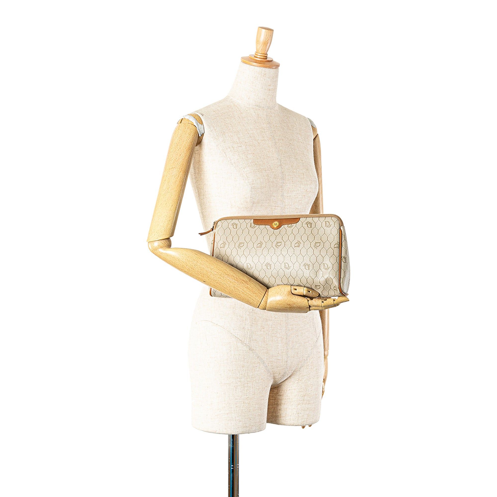 Dior Dior Honeycomb Coated Canvas Clutch Brown Size ONE SIZE - 7 Thumbnail