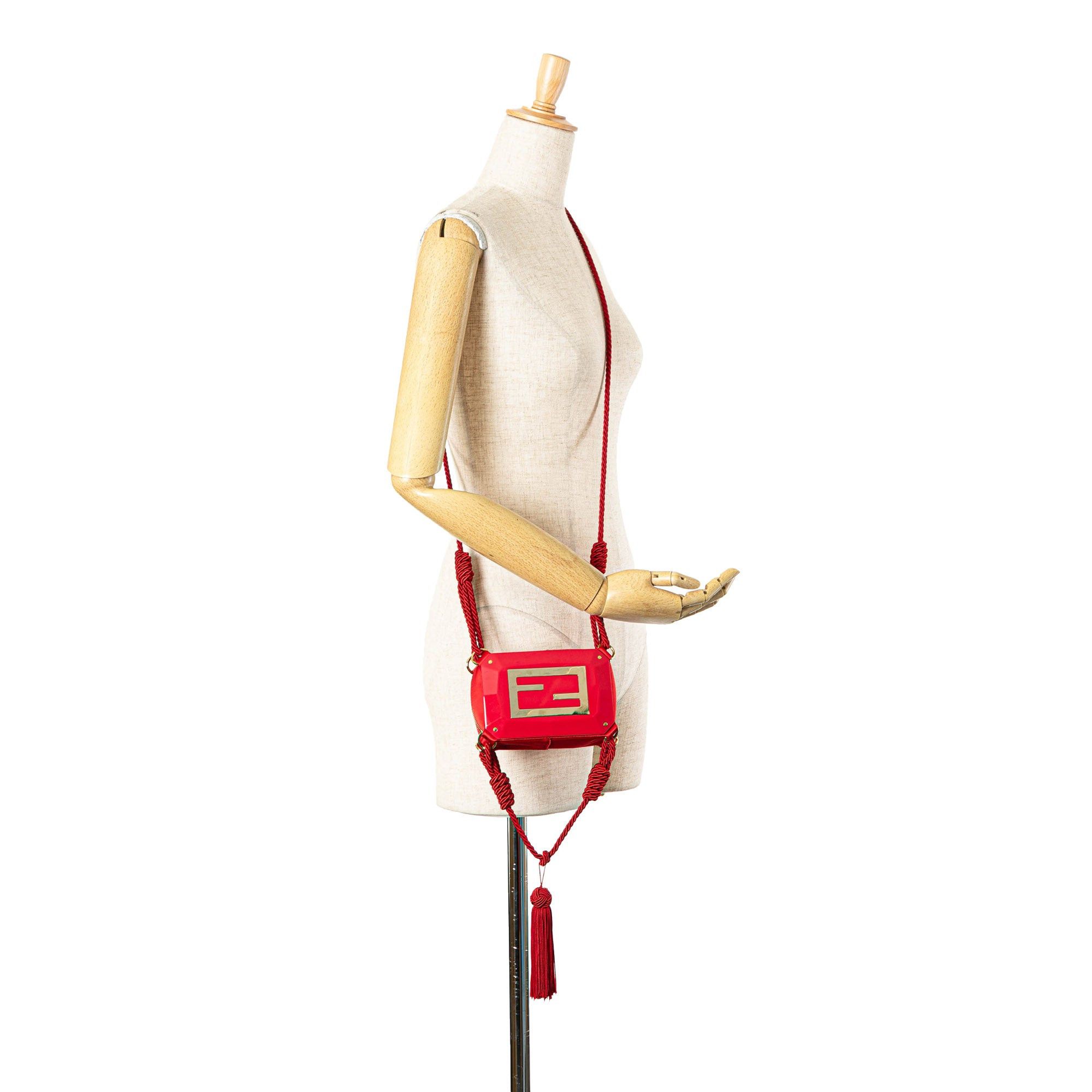 Fendi Fendi Mini FF PVC Satin Tassel Crossbody Red Size ONE SIZE - 7 Thumbnail