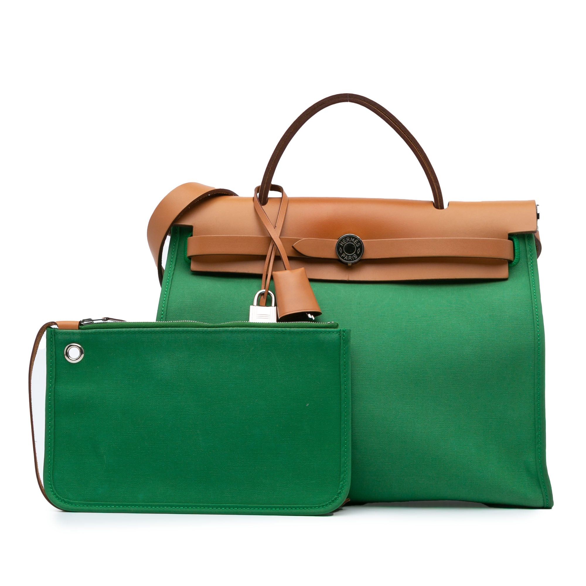 Hermes Hermès Canvas Herbag Zip 31 Green Size ONE SIZE - 12 Thumbnail