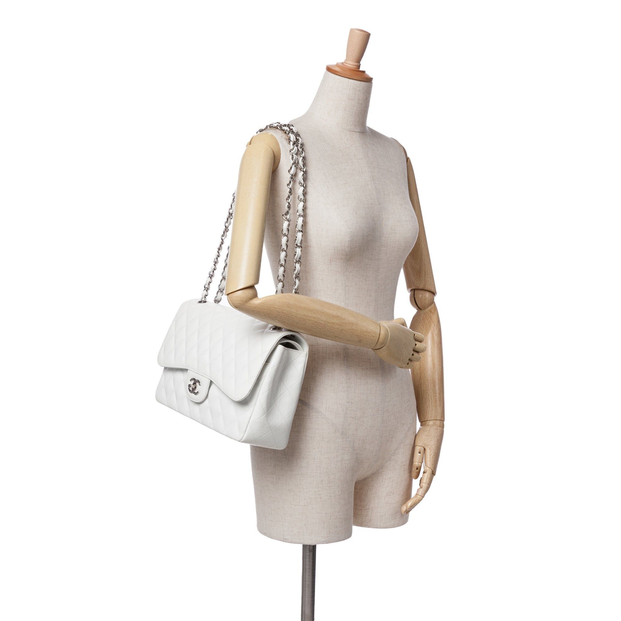 Chanel Chanel Jumbo Classic Caviar Double Flap White Size ONE SIZE - 12 Thumbnail