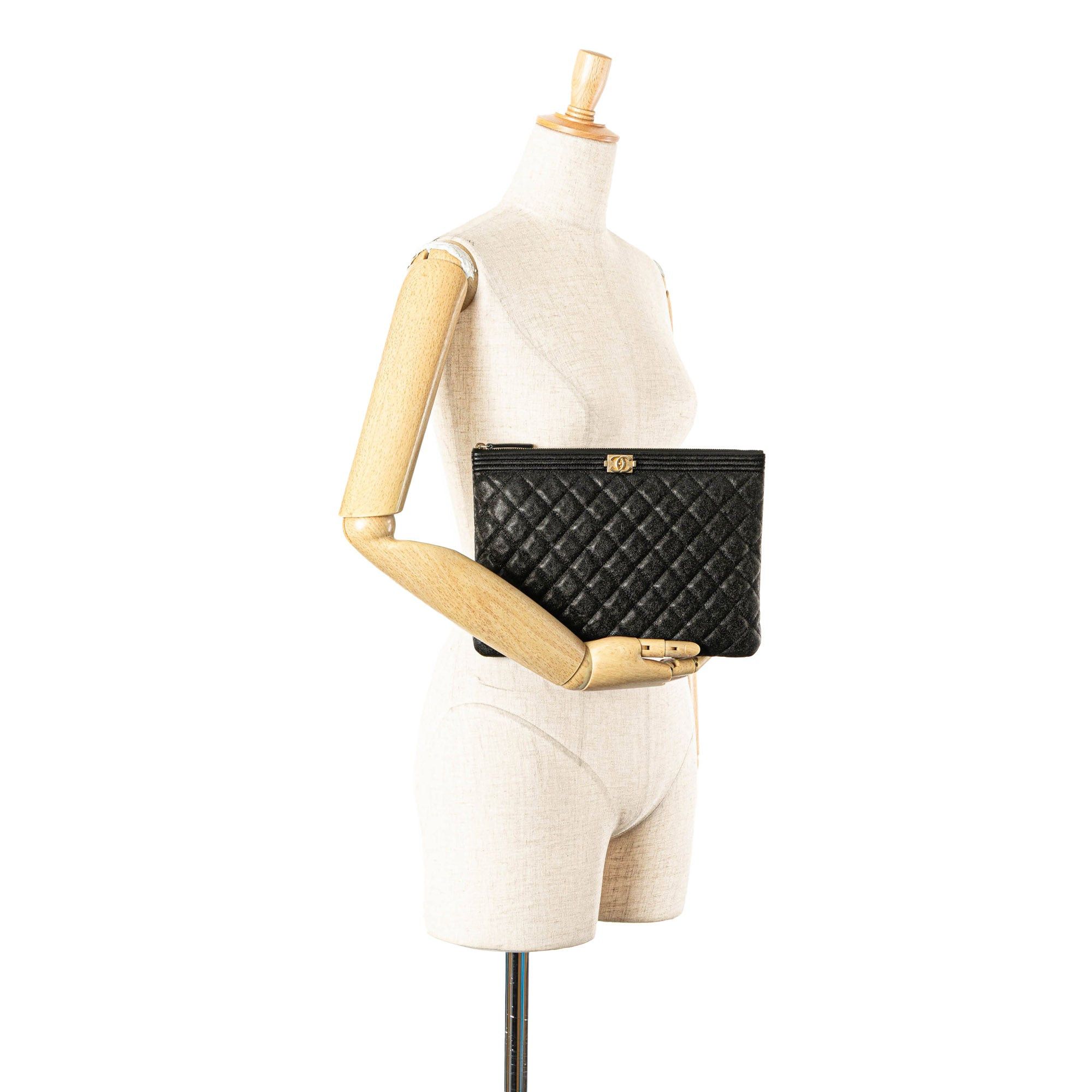 Chanel Chanel Medium Quilted Caviar Boy O Case Clutch Black Size ONE SIZE - 11 Thumbnail