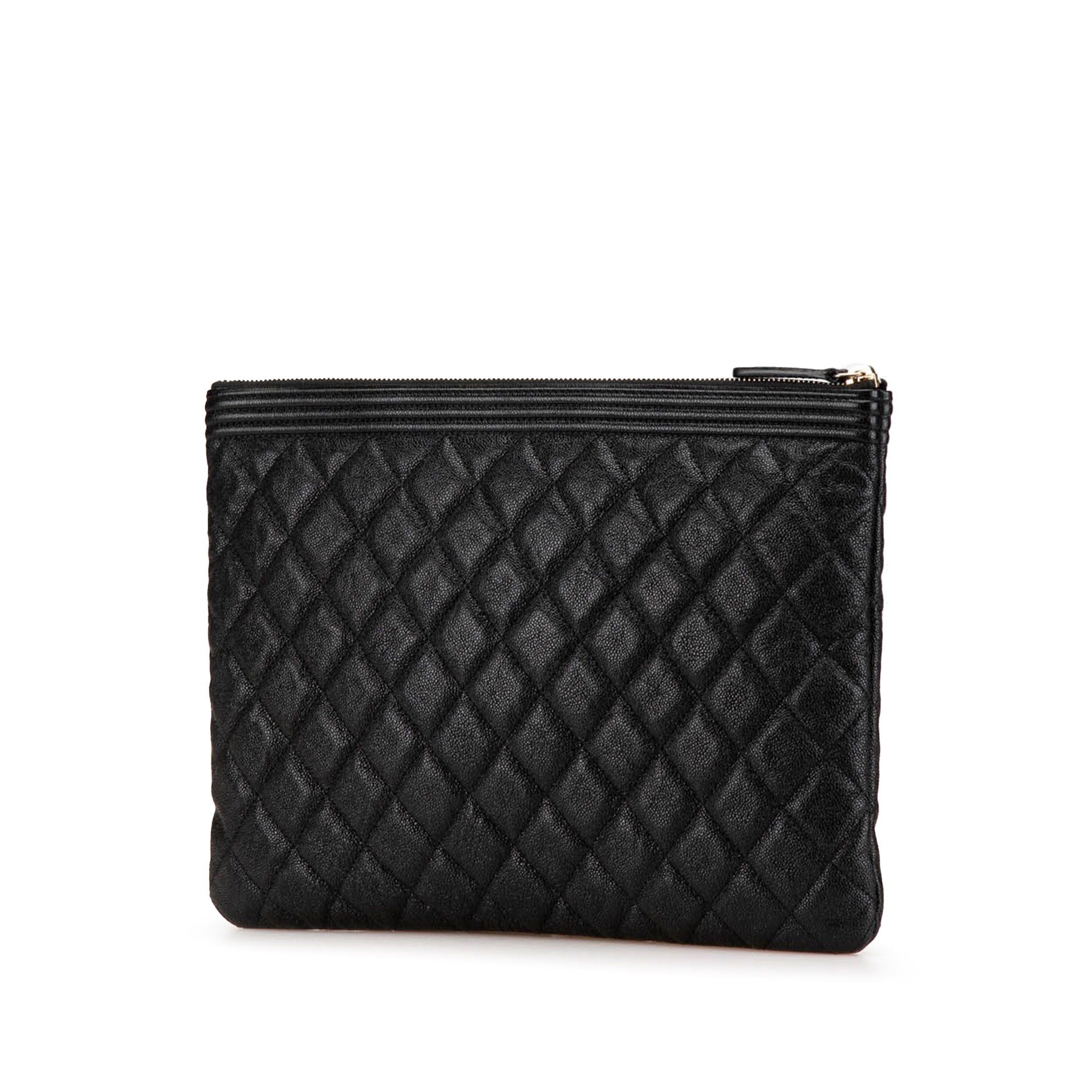 Chanel Chanel Medium Quilted Caviar Boy O Case Clutch Black Size ONE SIZE - 2 Thumbnail